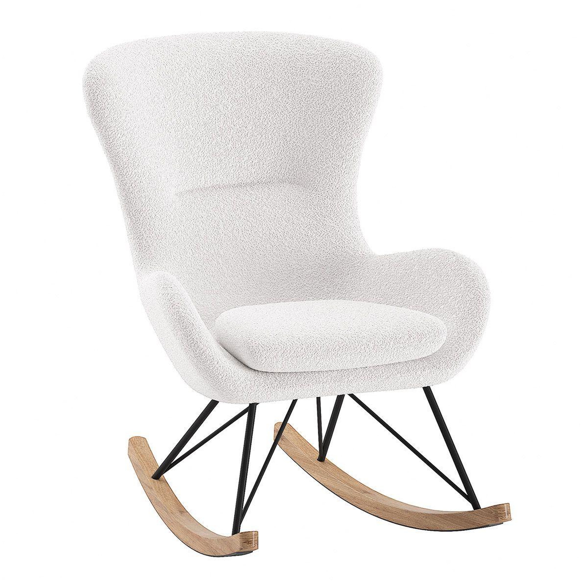 Paris Prix Fauteuil à Bascule Bouclette  Rocky  101cm Blanc