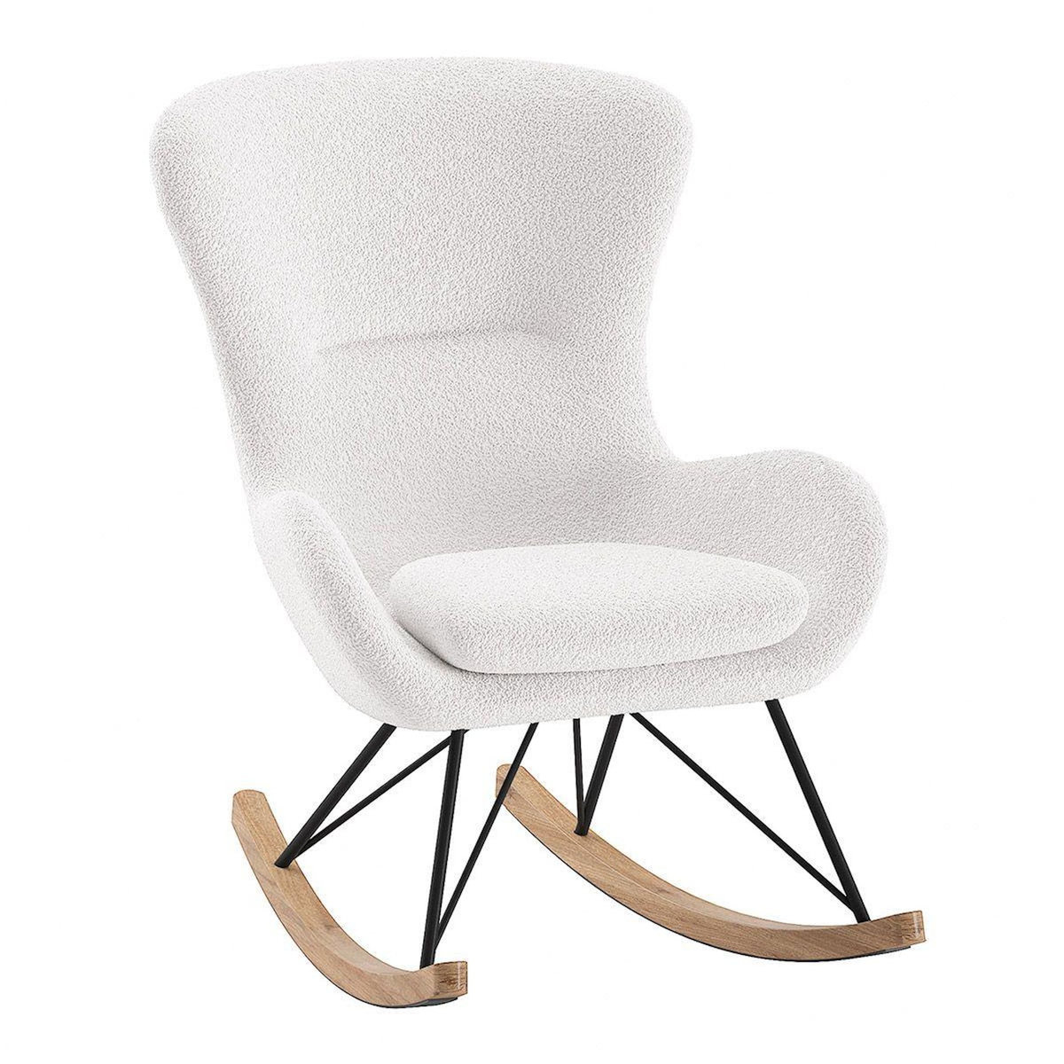 Paris Prix Fauteuil à Bascule Bouclette  Rocky  101cm Blanc