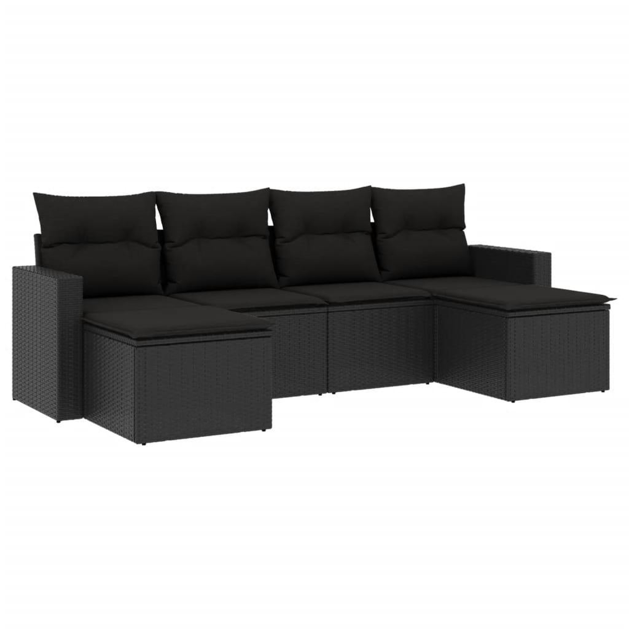 Voir la diapositive 2 : VIDAXL Salon de jardin 6 pcs avec coussins noir resine tressee
