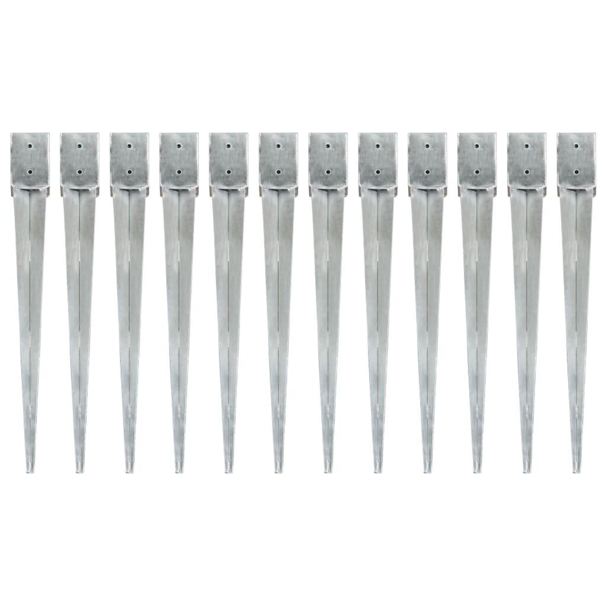 Voir la diapositive 1 : VIDAXL Piquets au sol 12 pcs Argente 10x10x91 cm Acier galvanise