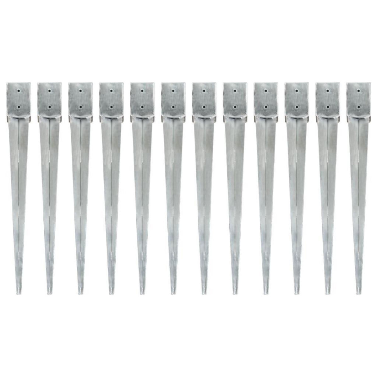 VIDAXL Piquets au sol 12 pcs Argente 10x10x91 cm Acier galvanise