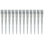 VIDAXL Piquets au sol 12 pcs Argente 10x10x91 cm Acier galvanise