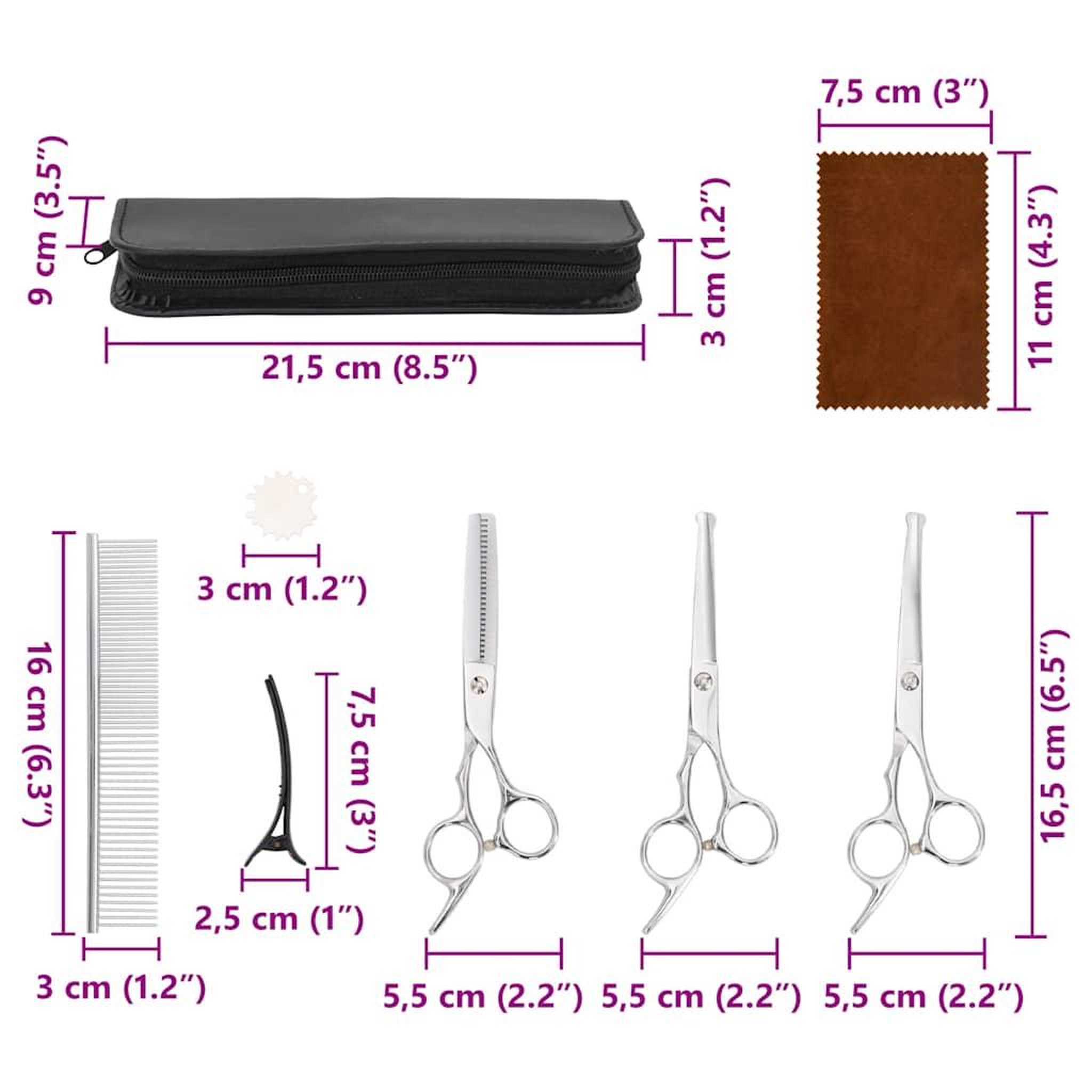 Voir la diapositive 6 : VIDAXL Ensemble de ciseaux de toilettage pour chien 7 pcs
