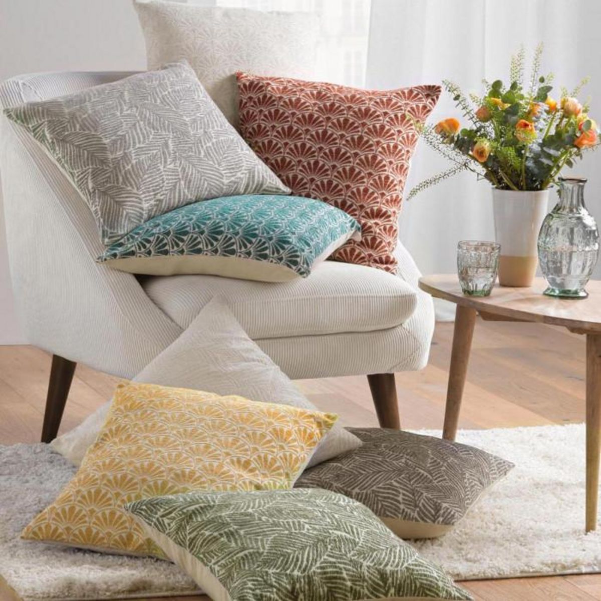 Paris Prix Housse de Coussin Jacquard  Vivo  40x40cm Naturel