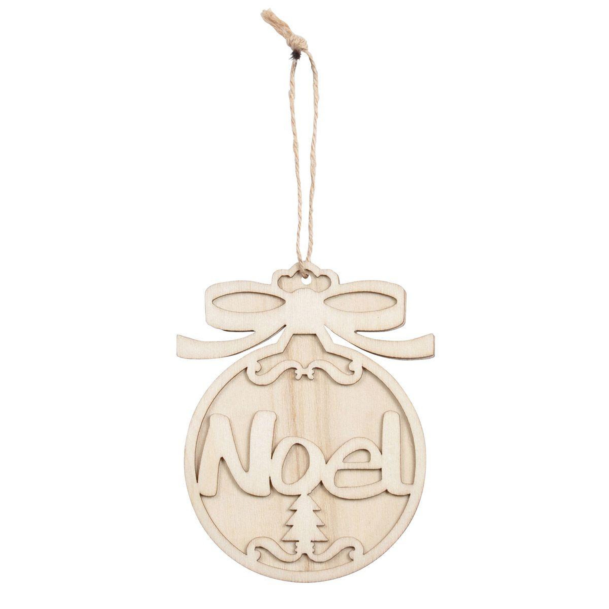 ARTDESIGN Sujet en bois à décorer  boule noël  12cm naturel