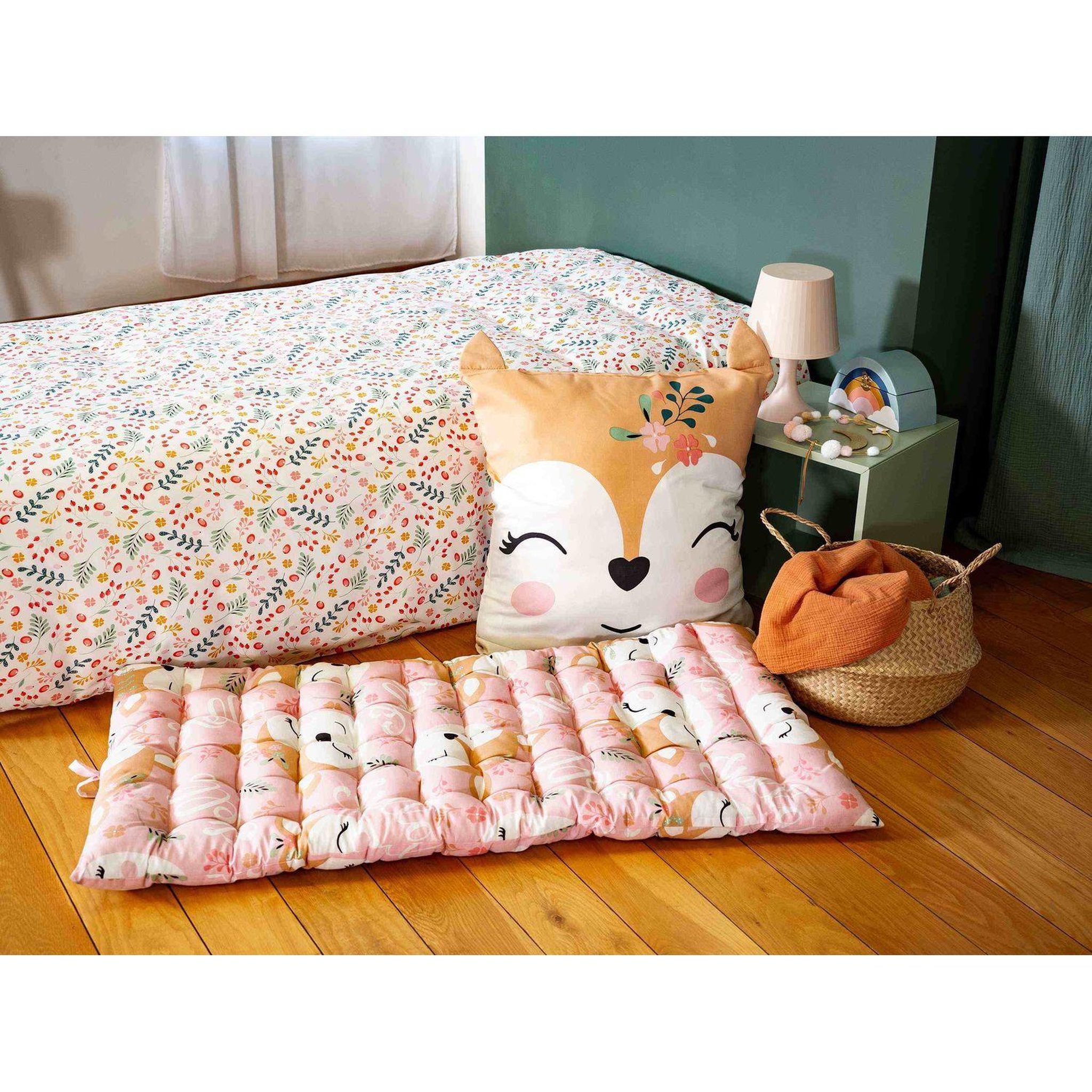 Voir la diapositive 2 : COTE DECO Matelas de sol enfant Renard - 100% coton 120 g/m² - 55 x 120 cm