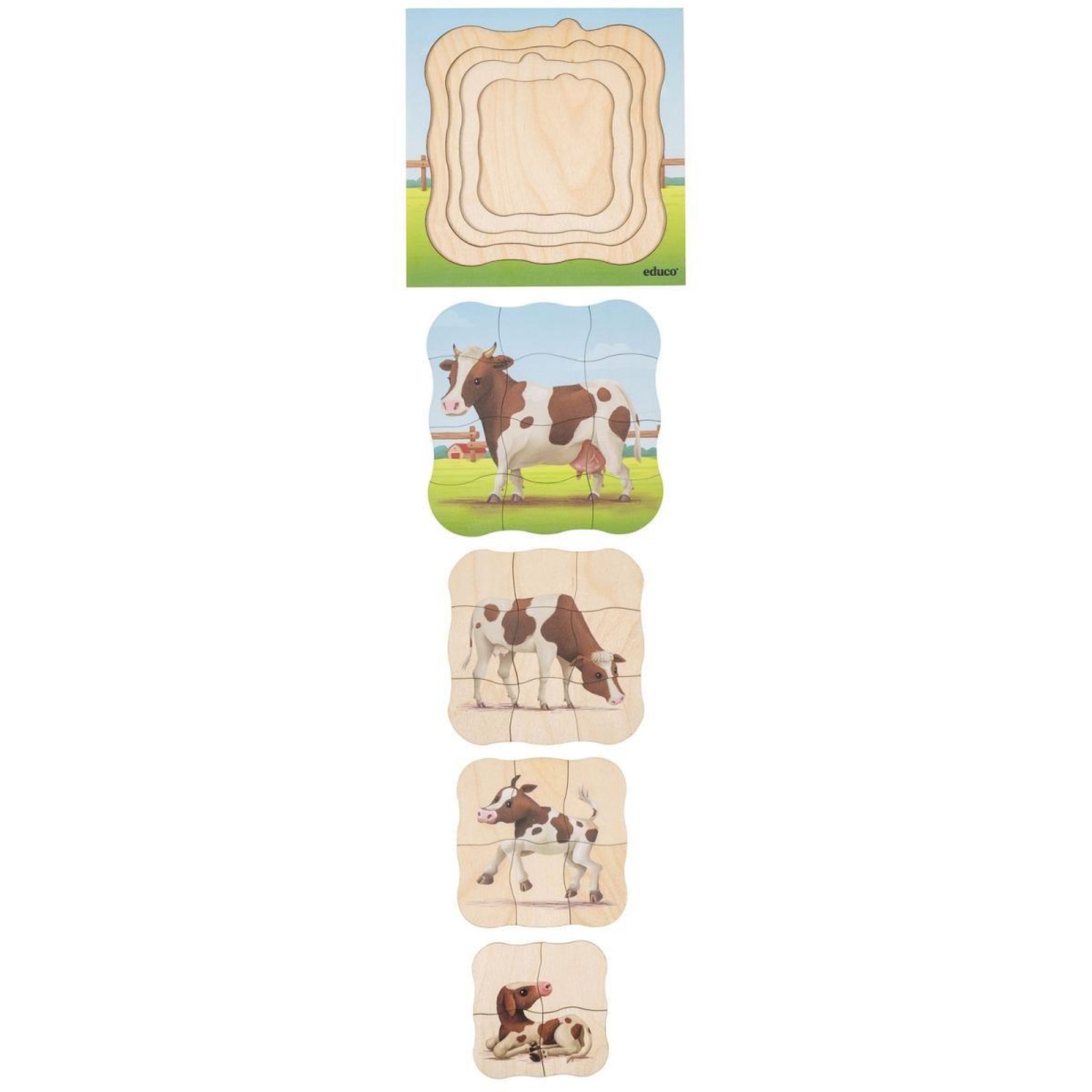 Voir la diapositive 2 : EDUCO À la ferme - la vache pousse — 31 pièces de puzzle