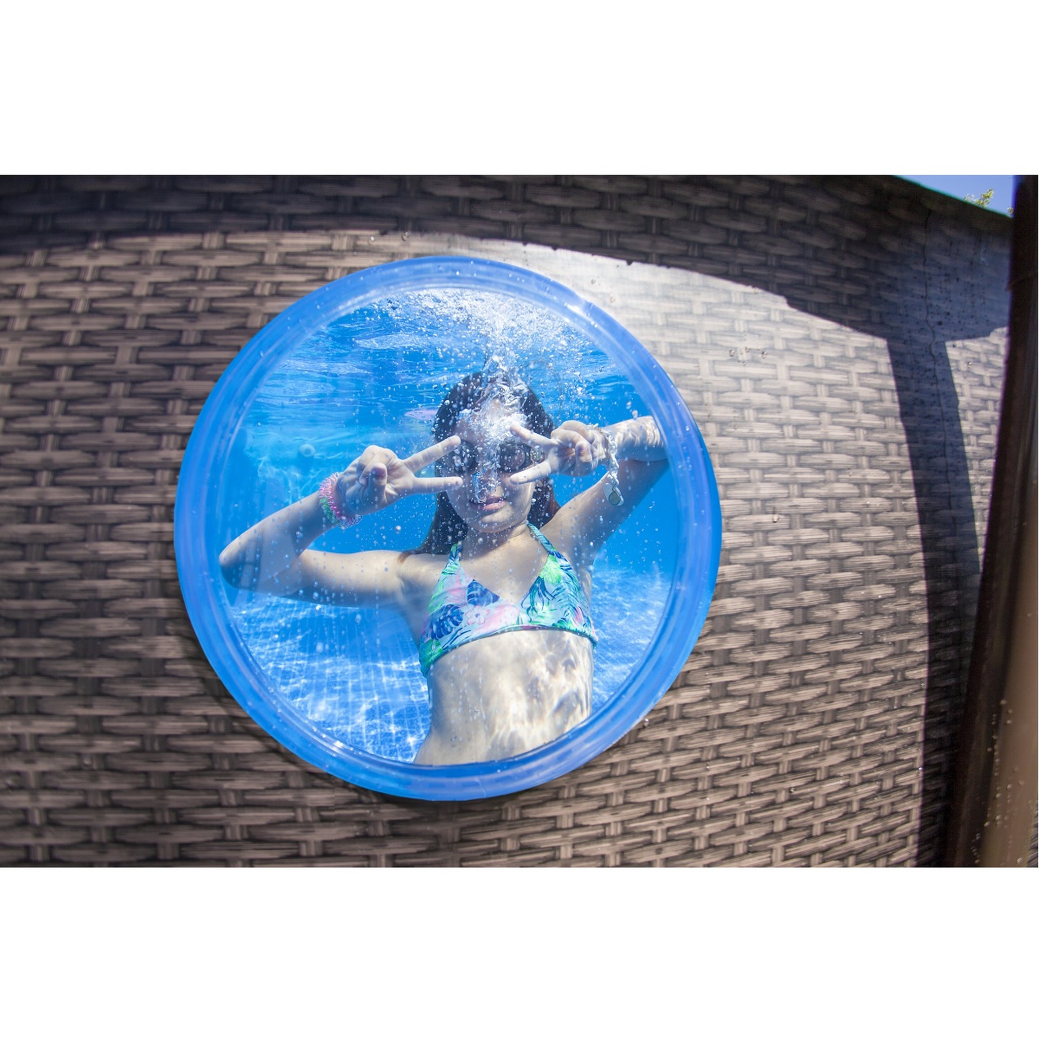 Voir la diapositive 3 : BESTWAY Piscine hors sol 427 x 250 x 100 cm Power Steel&trade; SwimVista ovale motif rotin avec hublots 