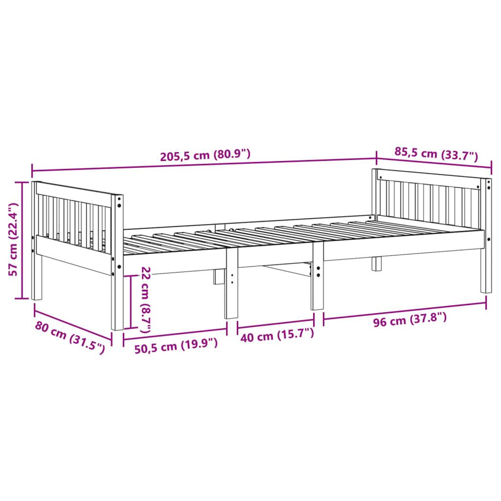 Voir la diapositive 6 : VIDAXL Lit pour enfants sans matelas 80x200 cm bois de pin massif
