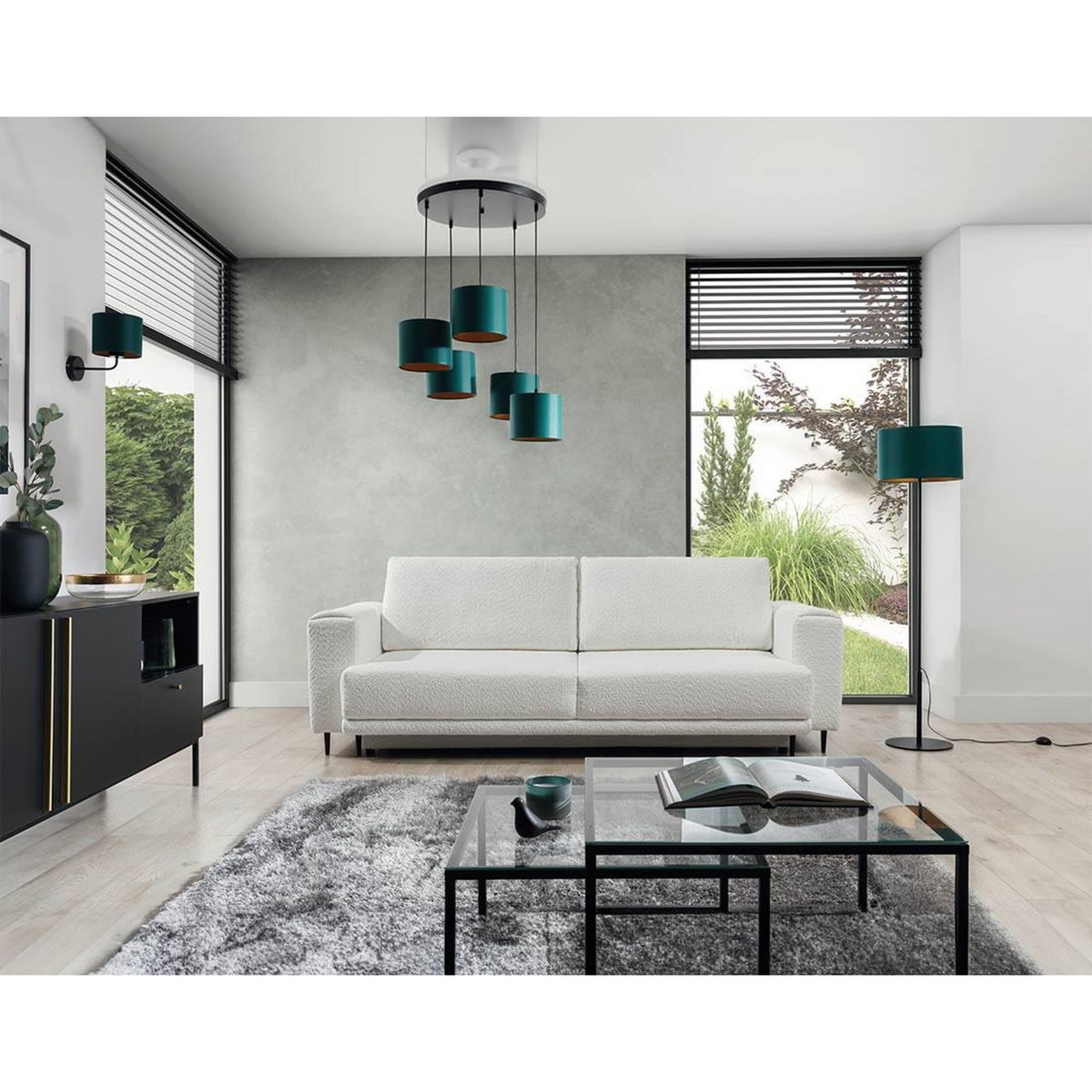 BEST MOBILIER Maddie - canapé droit 3 places convertible avec coffre en tissu bouclette