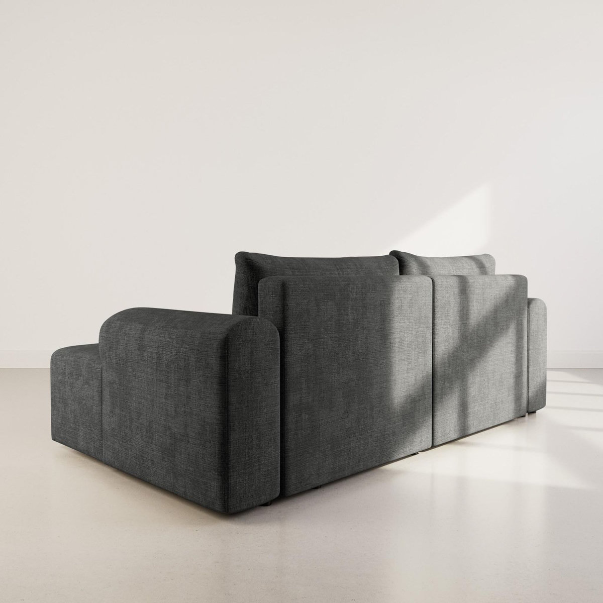 BEST MOBILIER Rebecca - canapé d'angle droit 4 places convertible avec coffre en velours texturé