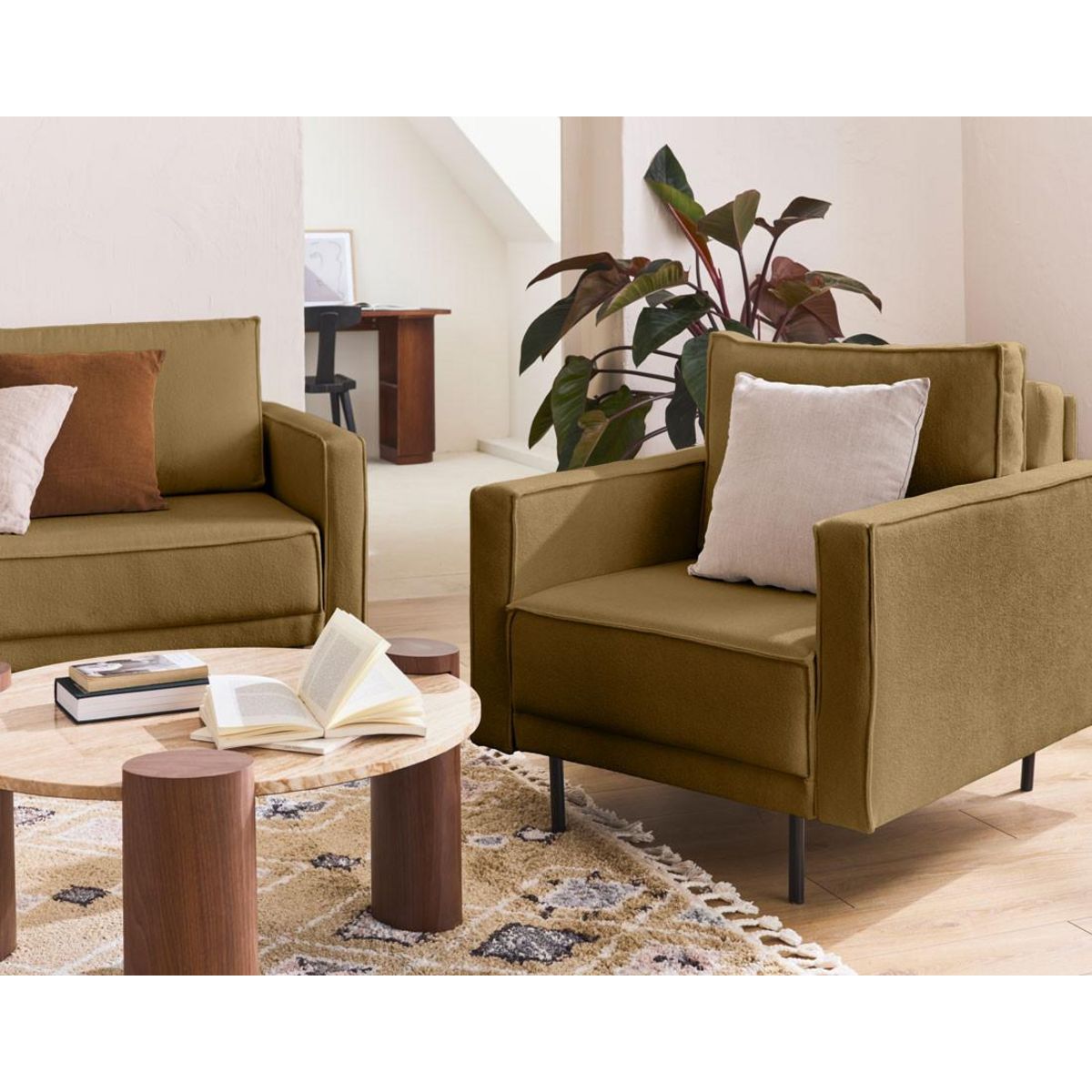 LISA DESIGN Charlie - fauteuil - pieds hauts - en tissu