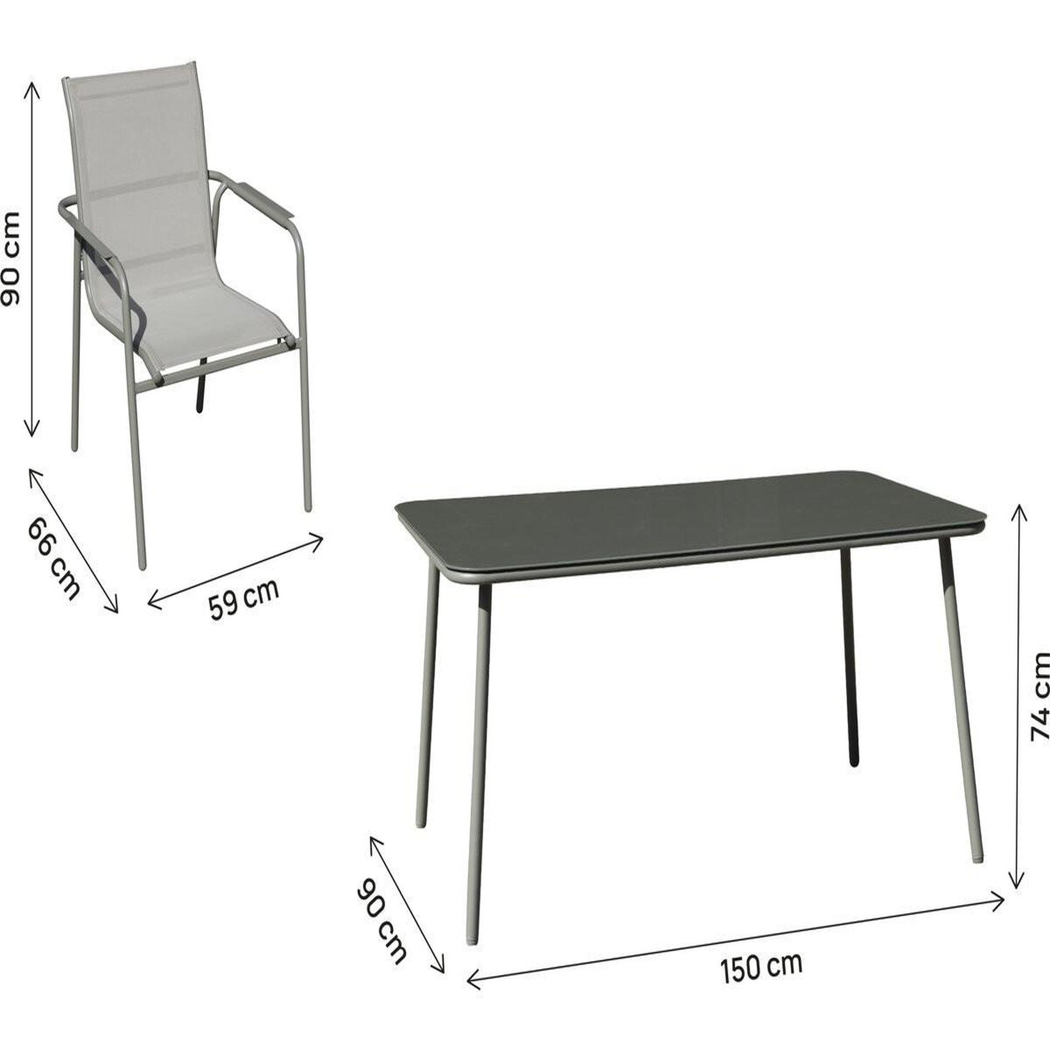 Voir la diapositive 3 : Habitat et Jardin Salon de jardin repas métal  malaga  - 6 places - gris