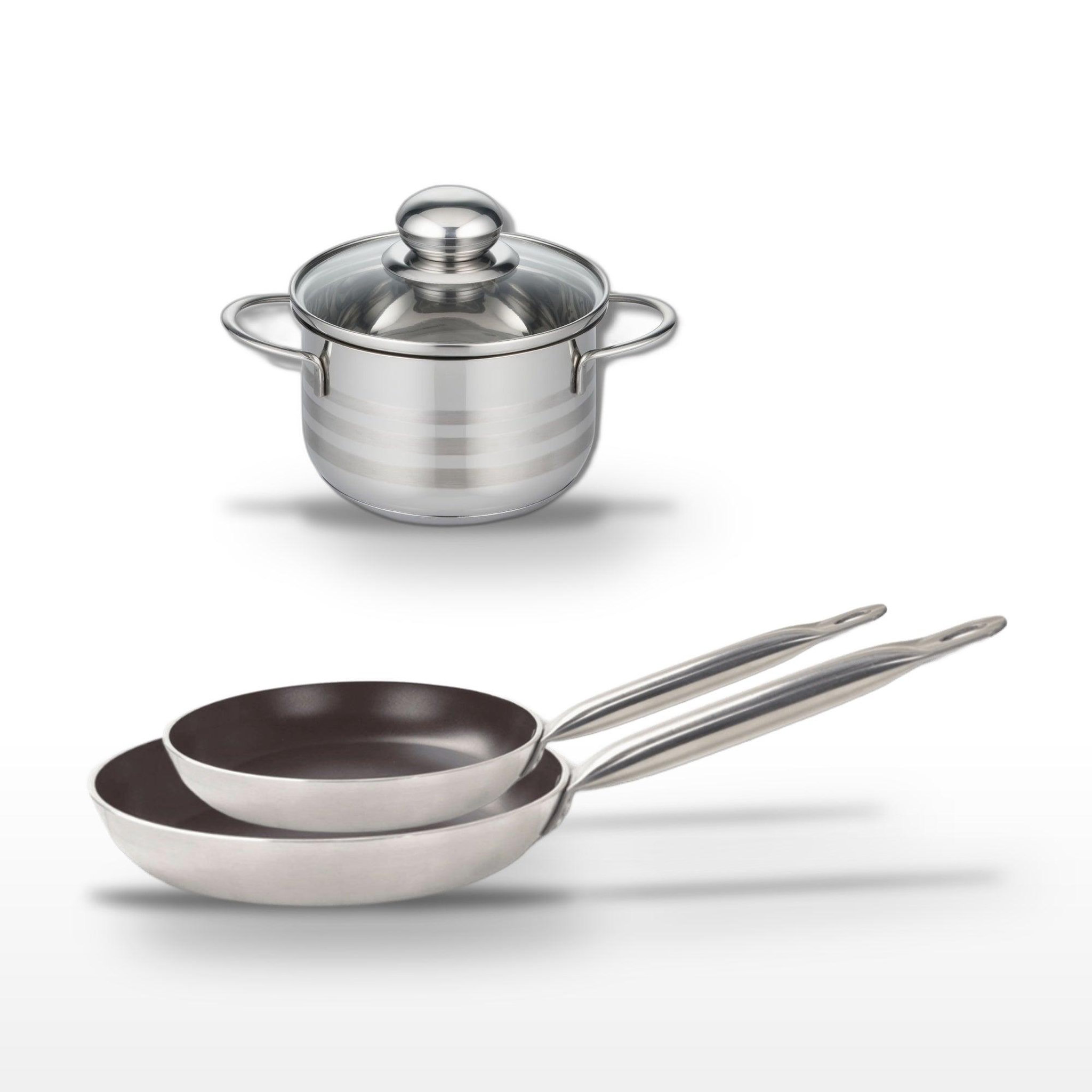 ELO Lot poêles 28/32 cm céramique sans pfas elo bistro line avec faitout 12 cm elo