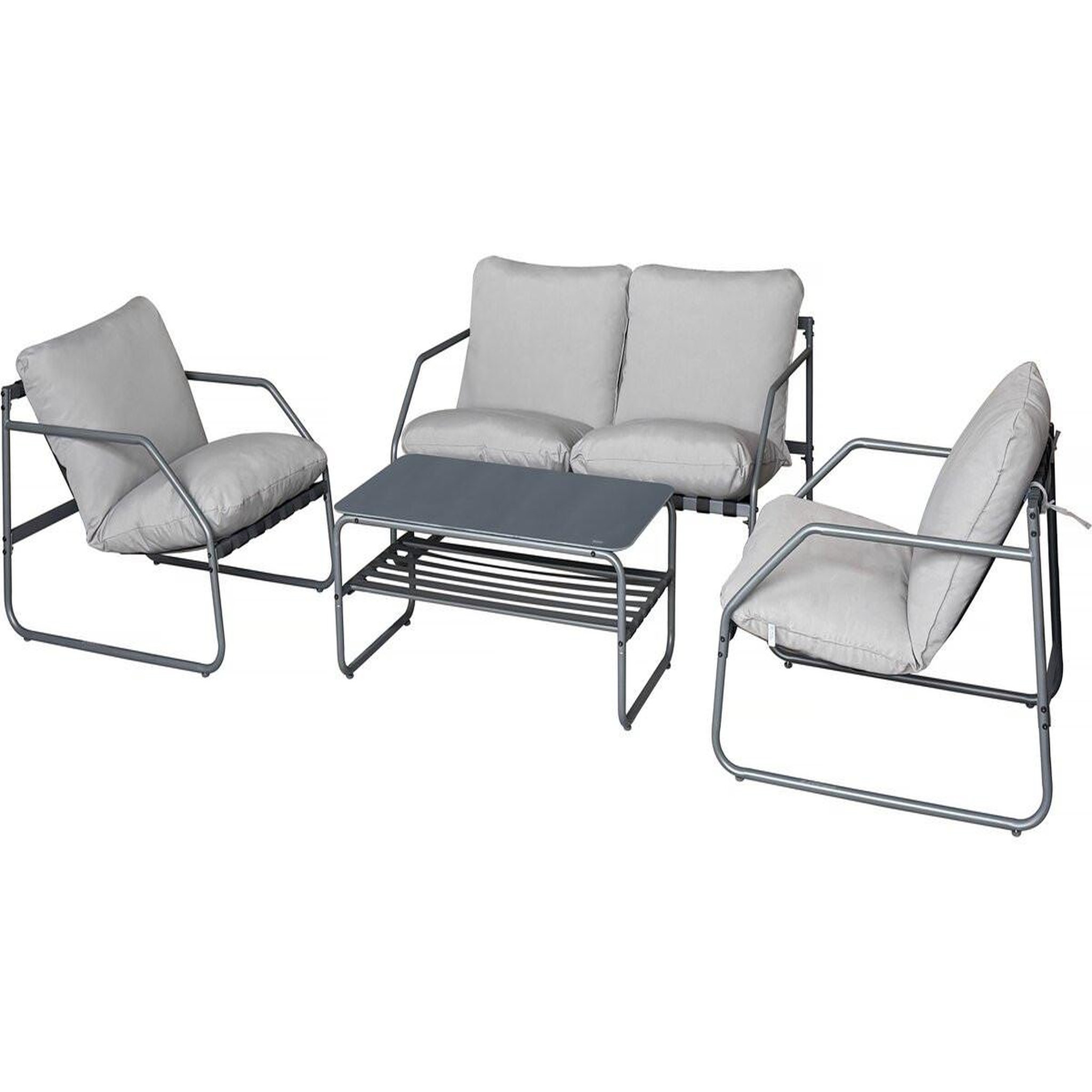 Habitat et Jardin Salon de jardin en métal avec coussins  sora  - 4 places - gris