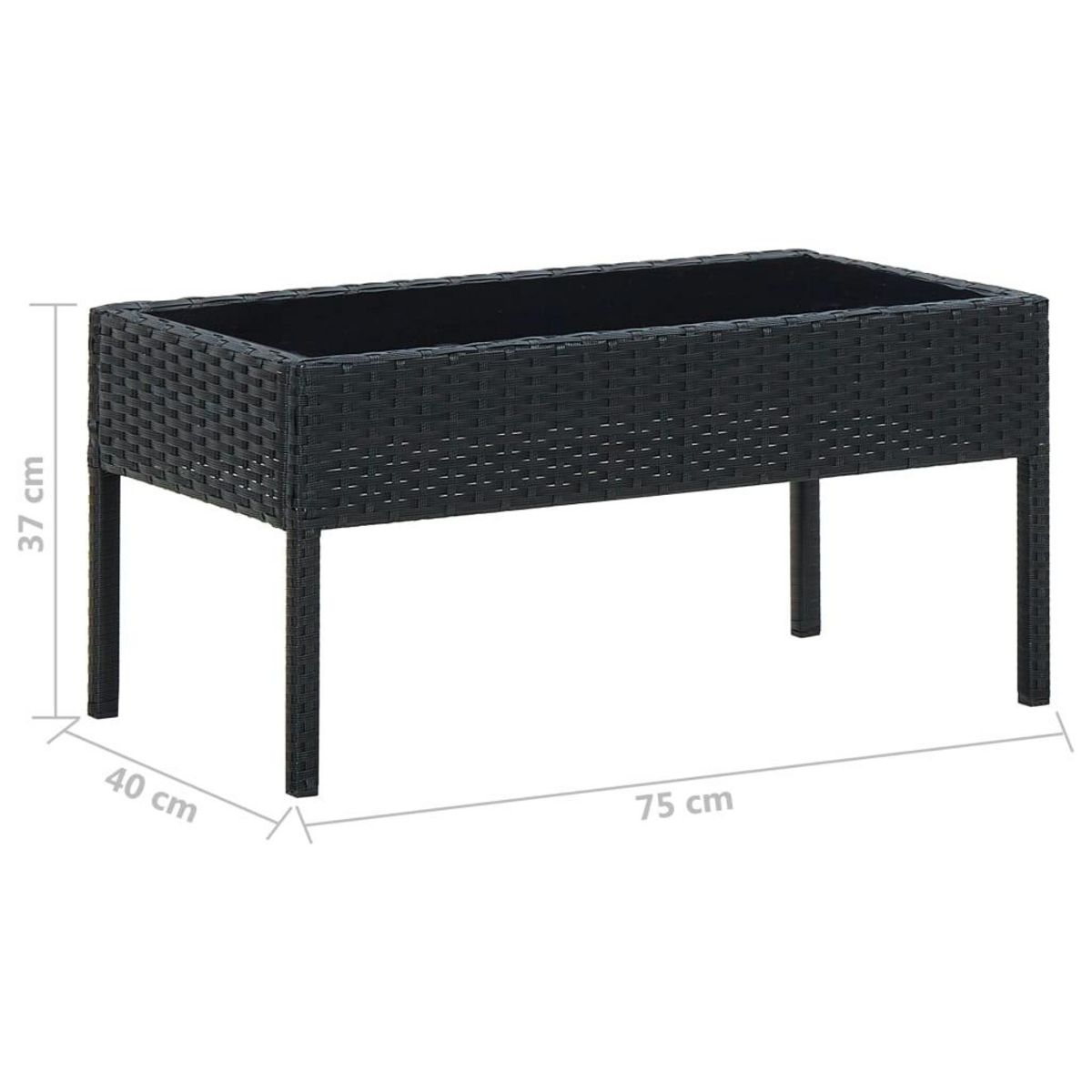 VIDAXL Table de jardin Noir 75x40x37 cm Resine tressee