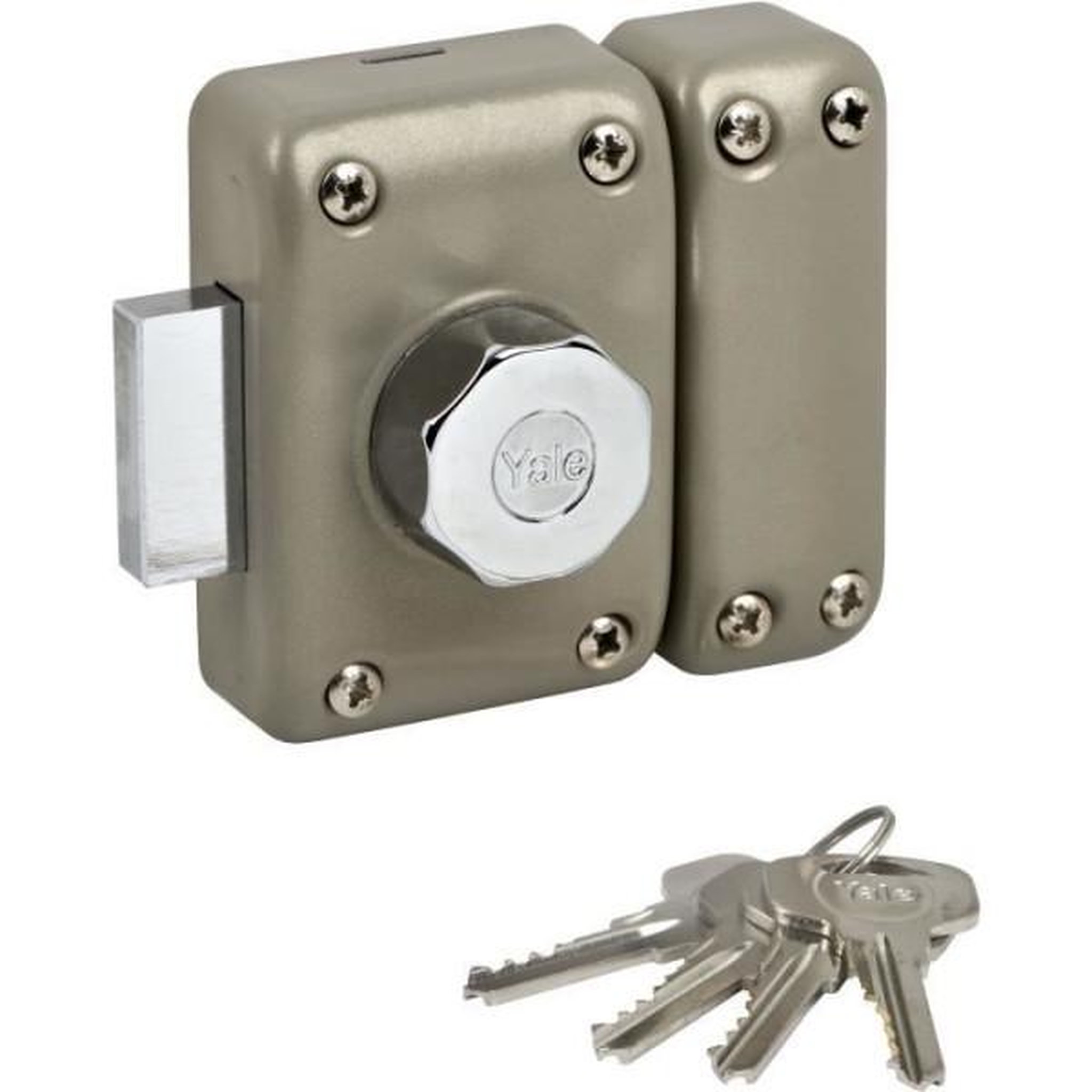YALE Verrou a bouton et cylindre 5 goupilles yale yv25bt-40 - 4 clés - beige