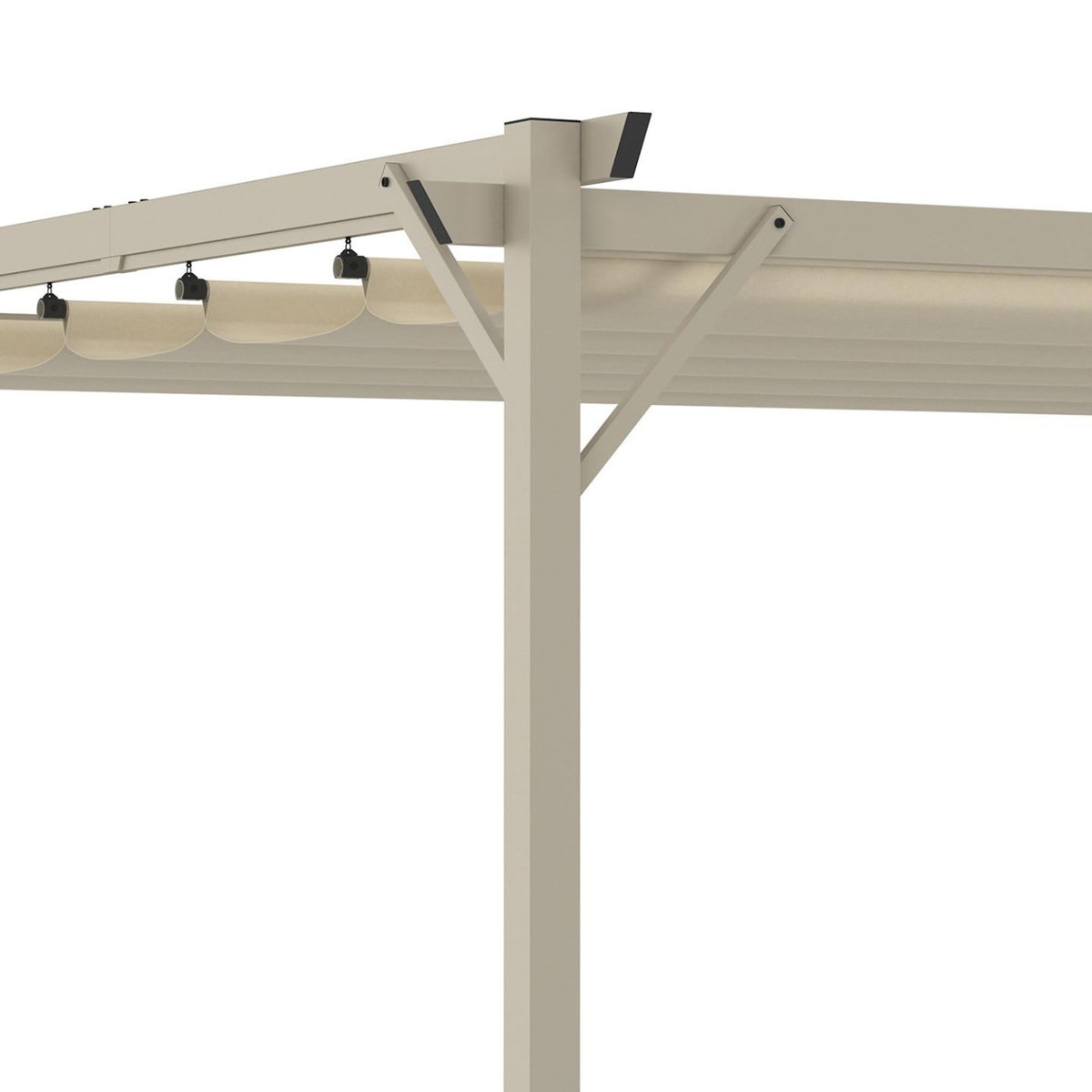 ID MARKET Pergola toit rétractable 4 pieds 3x4 M tonnelle structure beige et toile beige