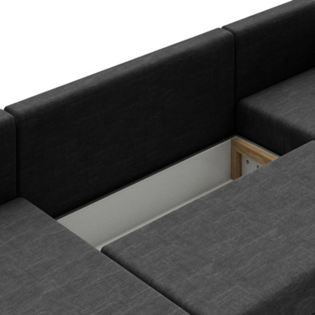 BEST MOBILIER Epona - canapé panoramique d'angle réversible 7 places convertible avec coffre en tissu