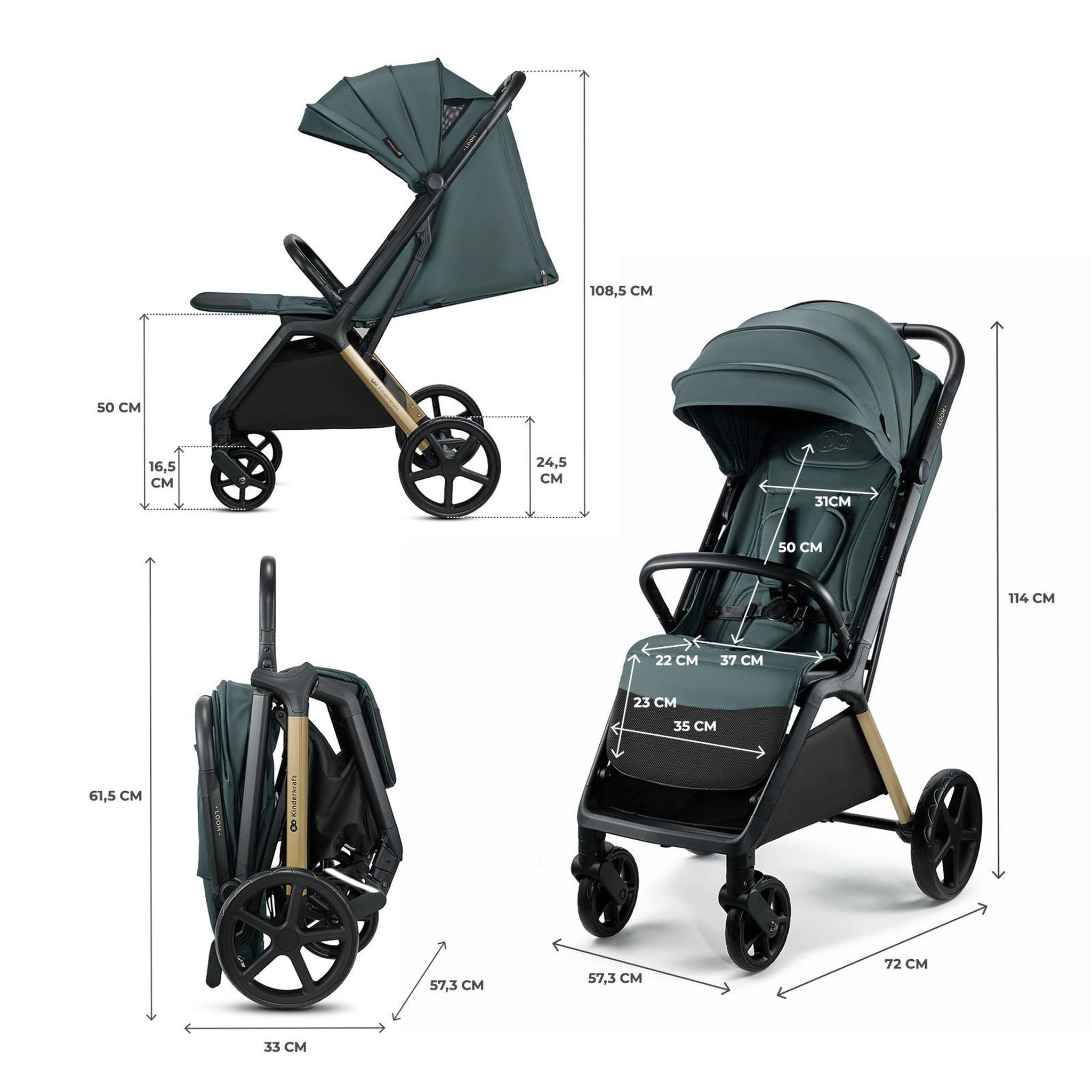 Voir la diapositive 6 : KINDERKRAFT Poussette loom pratique et confortable