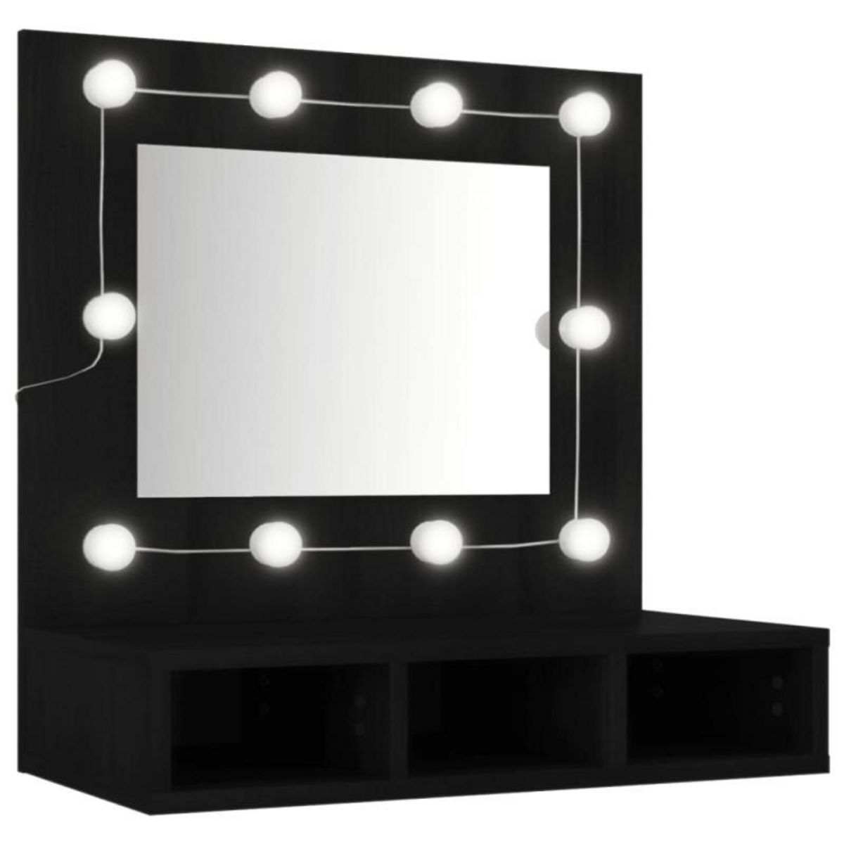 VIDAXL Armoire à miroir avec LED noir 60x31,5x62 cm