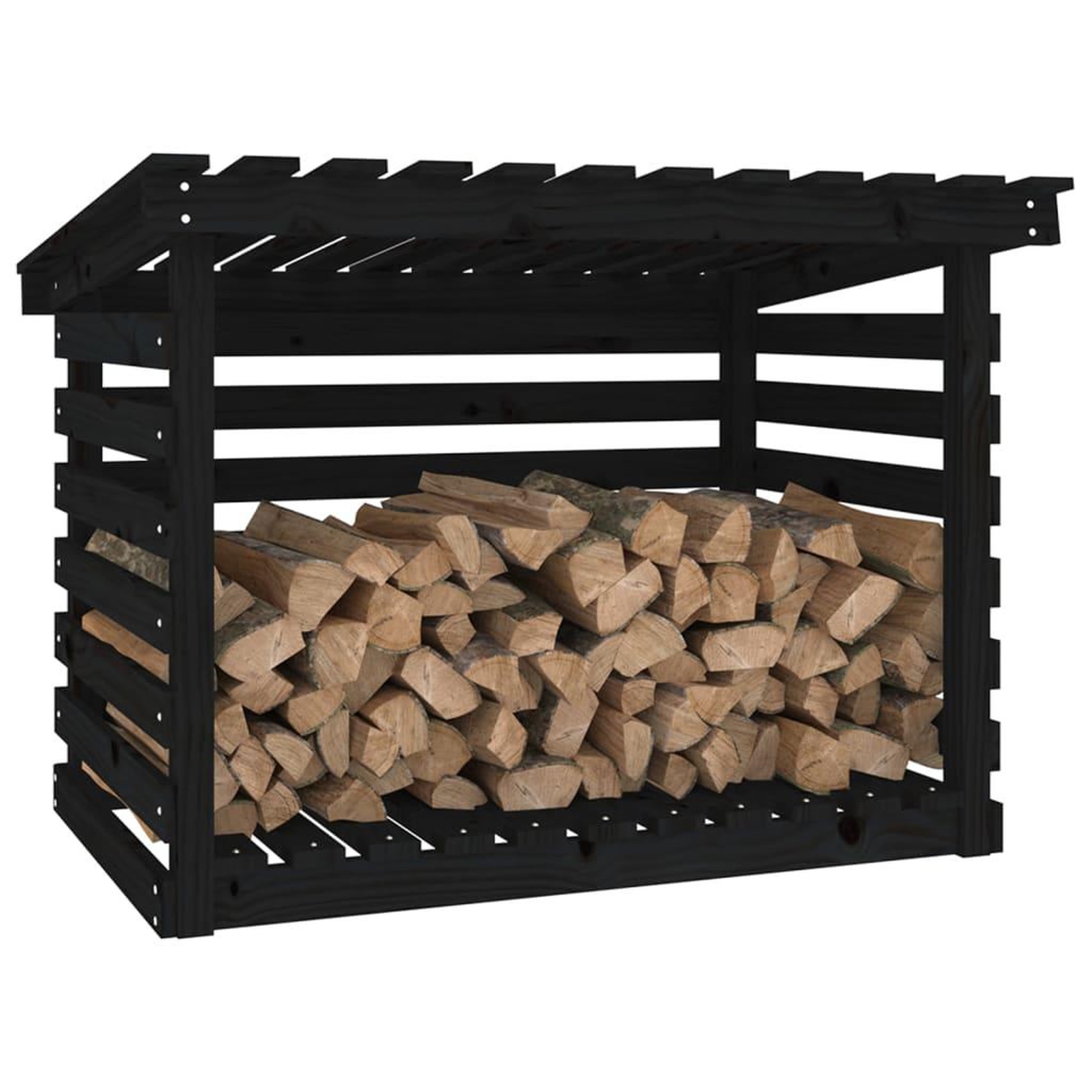 Voir la diapositive 4 : VIDAXL Support pour bois de chauffage Noir 108x73x79 cm Bois de pin