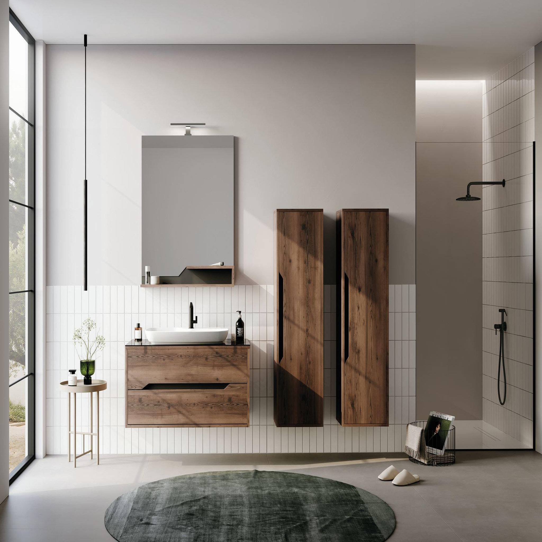 Voir la diapositive 3 : Habitat et Jardin Miroir Décoratif en Bois  Galia 80  - 60 x 14 x 100 cm - Dark Walnut