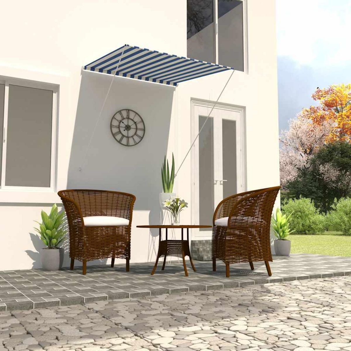 VIDAXL Auvent retractable 100x150 cm Bleu et blanc