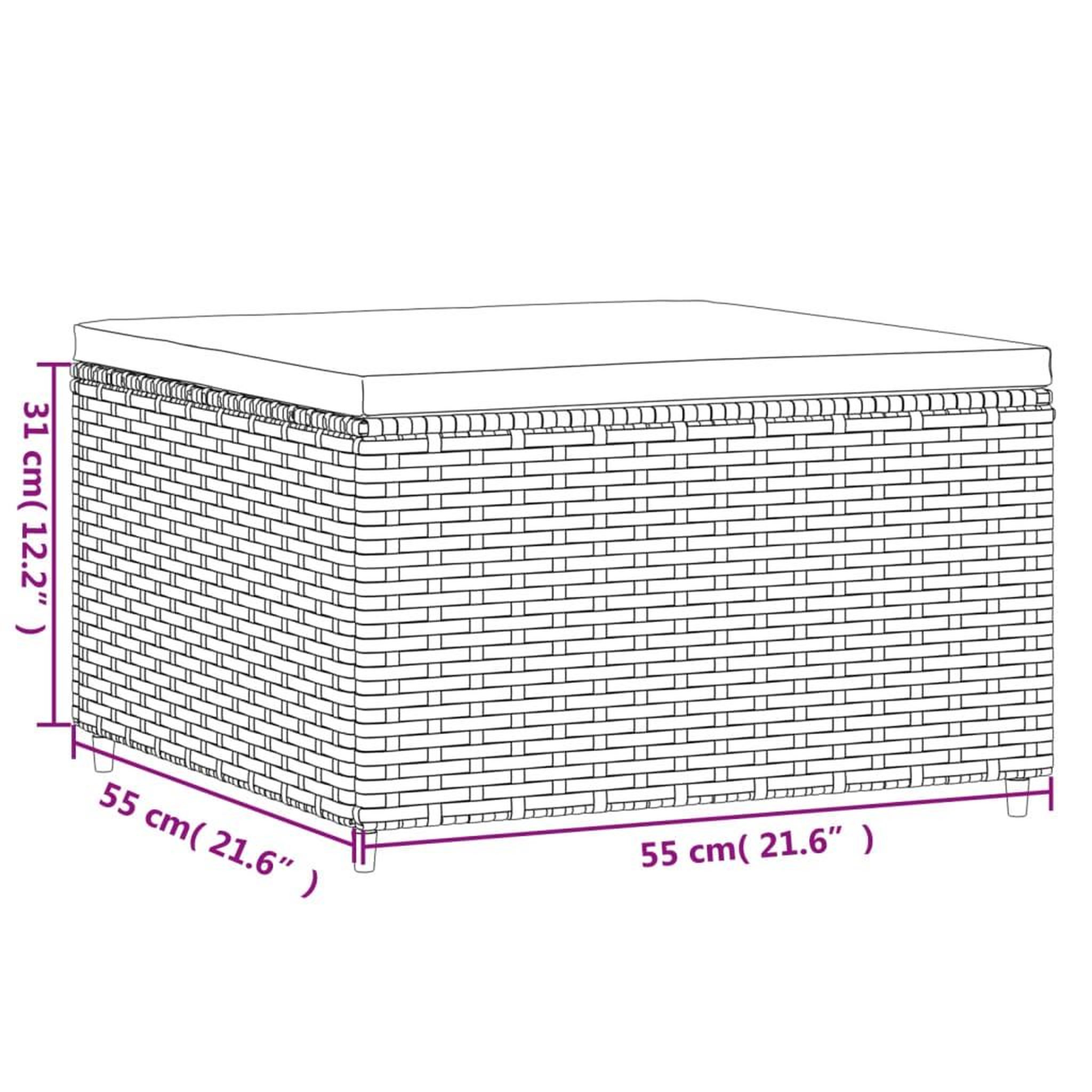 Voir la diapositive 6 : VIDAXL Repose-pied de jardin avec coussin marron resine tressee