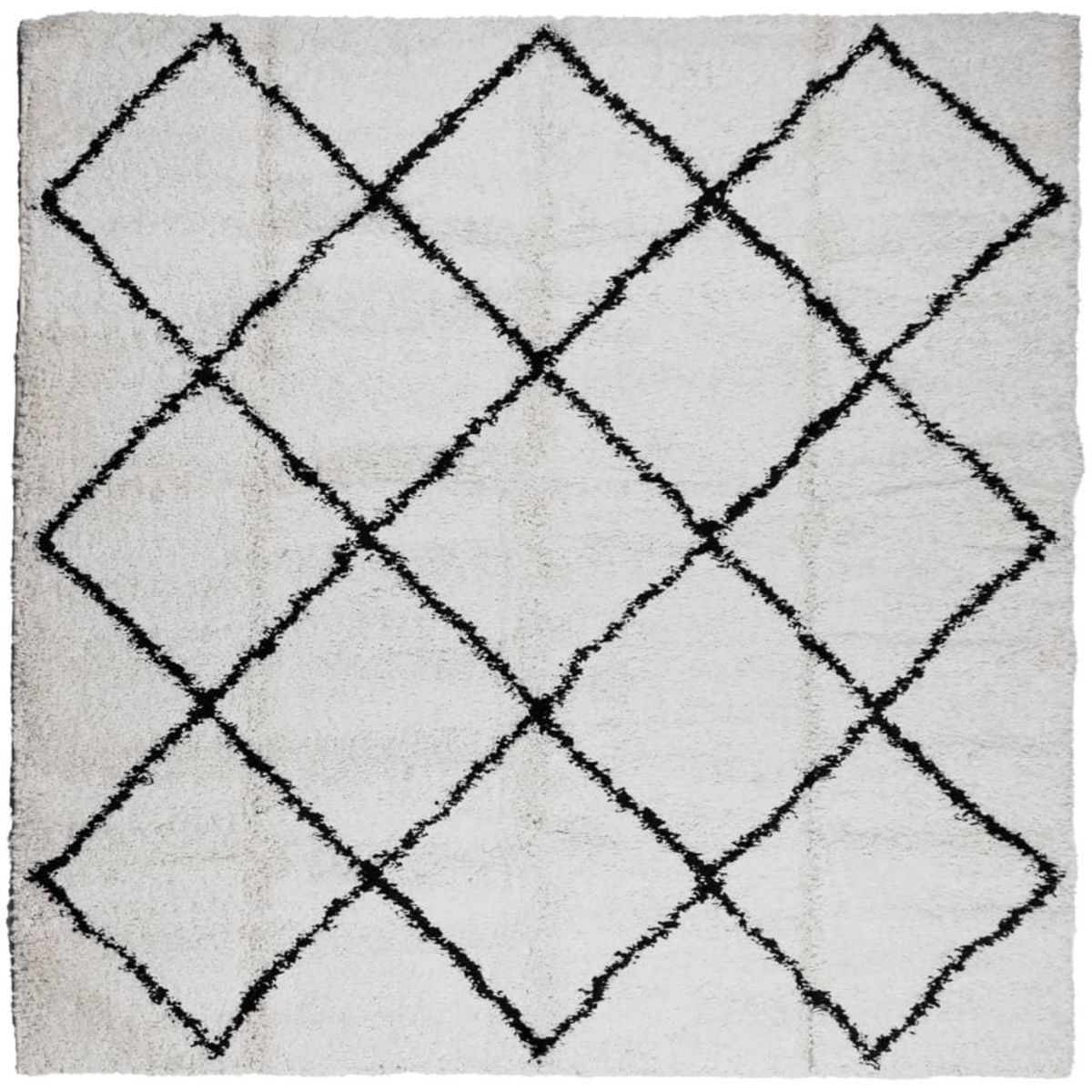 VIDAXL Tapis shaggy a poils longs moderne creme et noir 120x120 cm