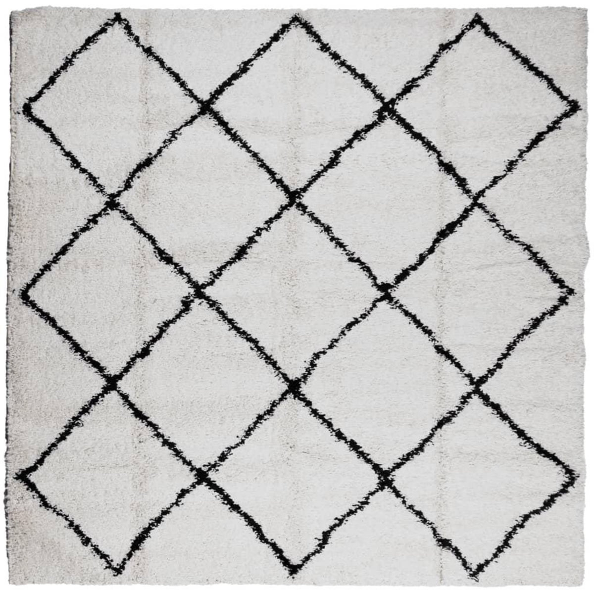 VIDAXL Tapis shaggy a poils longs moderne creme et noir 120x120 cm