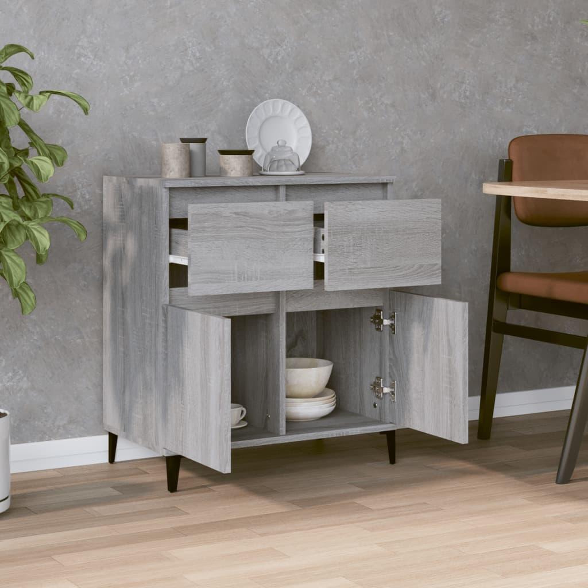 Voir la diapositive 3 : VIDAXL Buffet Sonoma gris 60x35x70 cm Bois d'ingenierie
