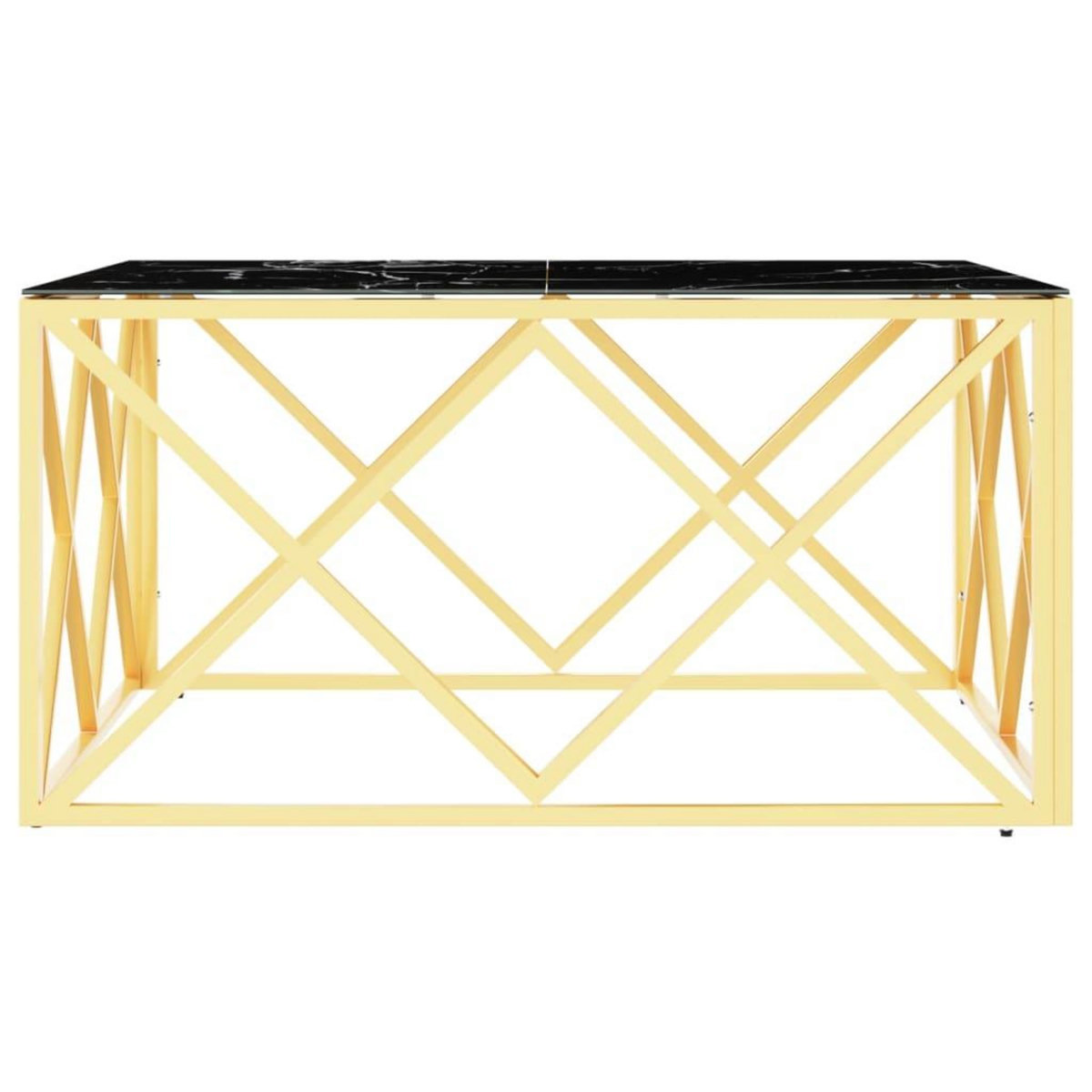 VIDAXL Table basse dore 80x80x40 cm acier inoxydable et verre