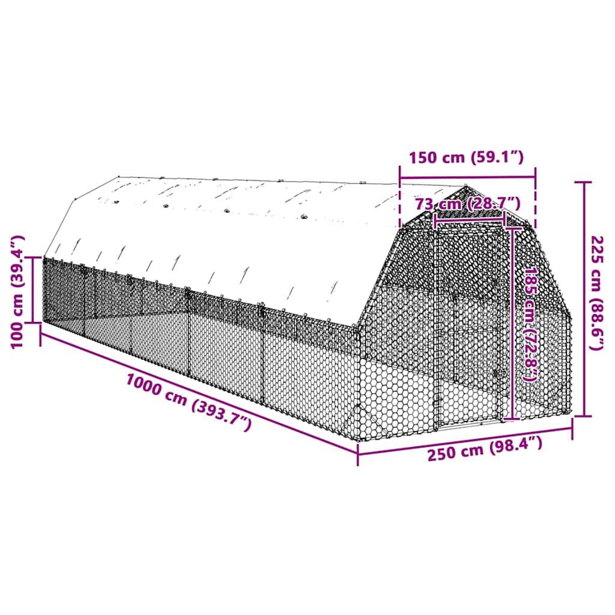 Voir la diapositive 6 : VIDAXL Poulailler avec toit 2,5x10x2,25 m acier galvanise