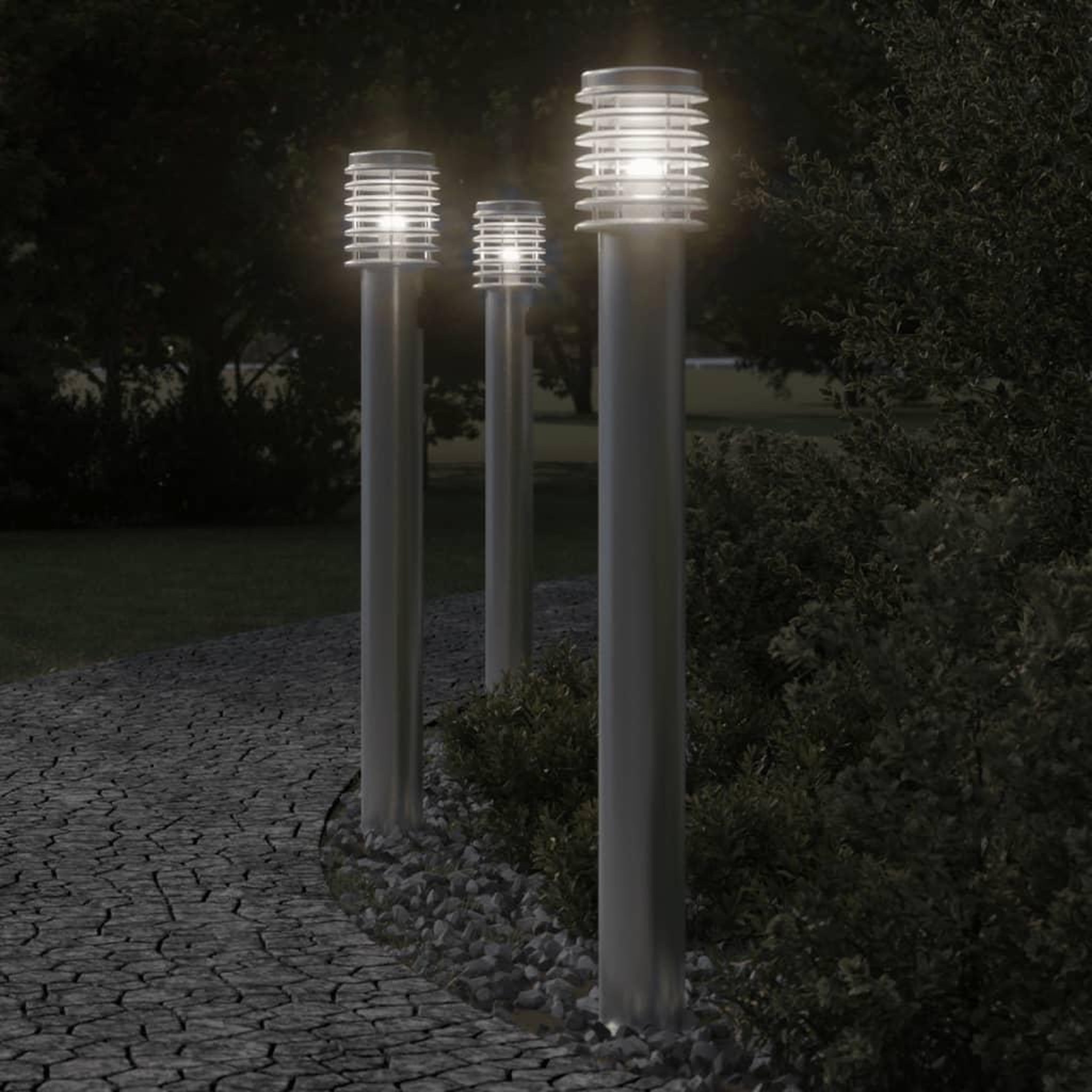 VIDAXL Lampadaire d'exterieur et sortie argente 110cm acier inoxydable