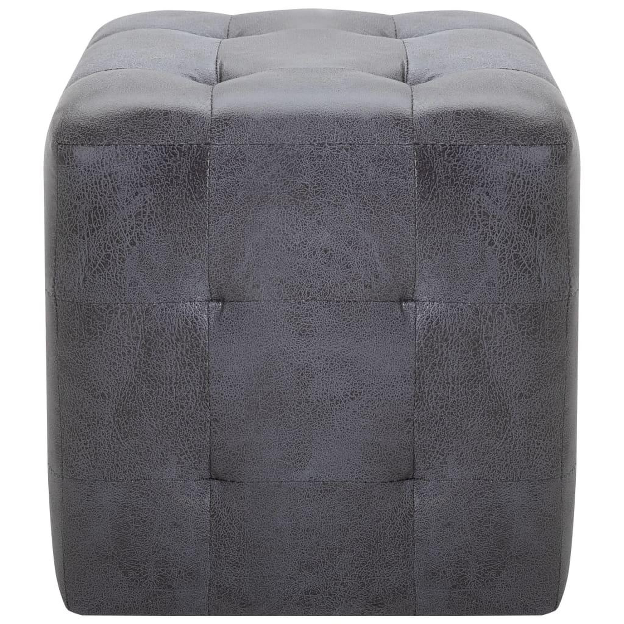 Voir la diapositive 3 : VIDAXL 2 pcs Poufs Gris 30 x 30 x 30 cm Similicuir daim