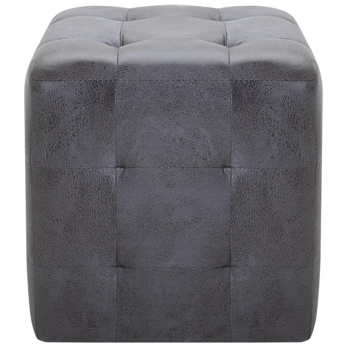 VIDAXL 2 pcs Poufs Gris 30 x 30 x 30 cm Similicuir daim