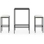 Voir la diapositive 2 : VIDAXL Ensemble de bar de jardin 3 pcs et coussins Resine tressee Noir