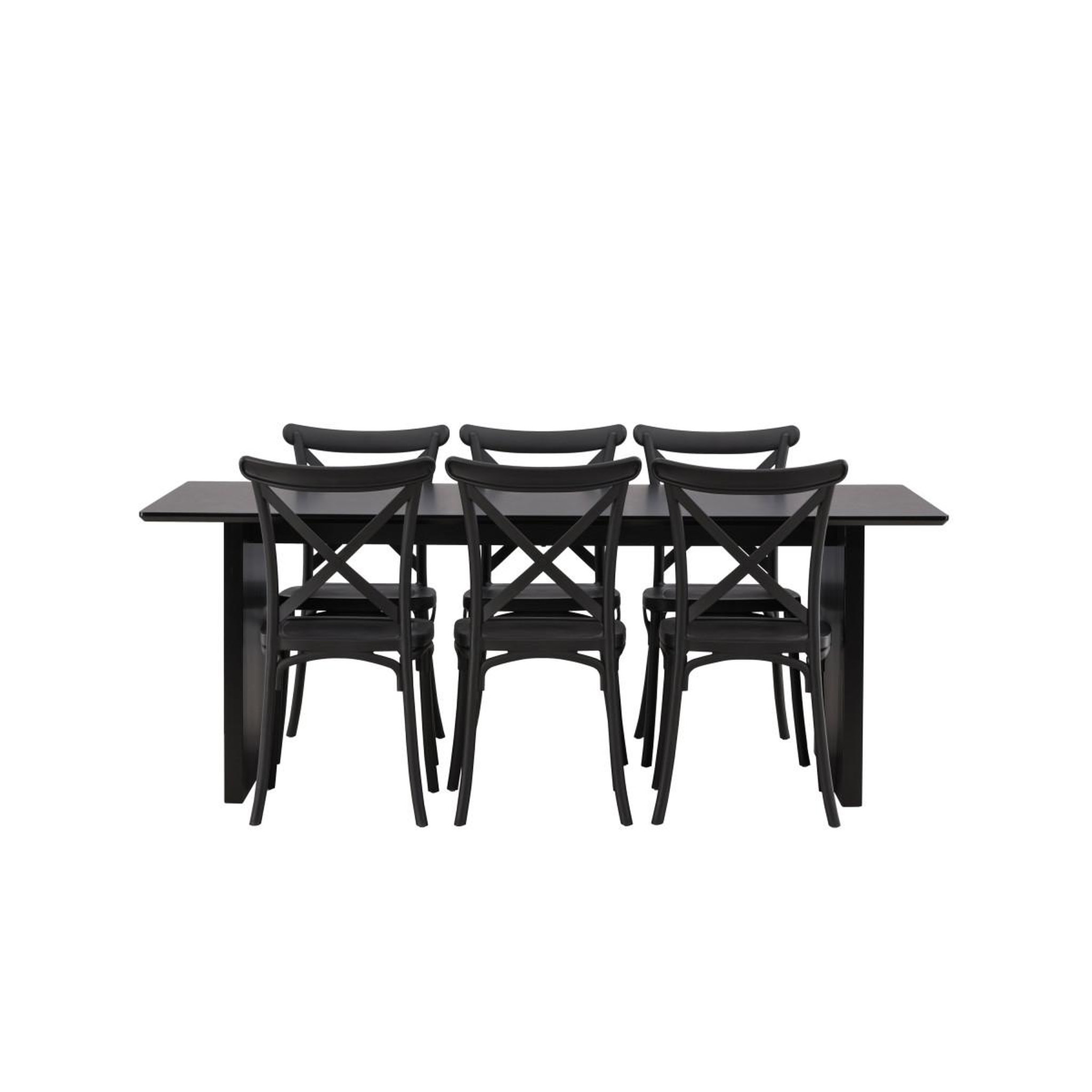 Voir la diapositive 2 : Paris Prix Ensemble table à manger & 6 chaises  vail & crosett  200cm noir