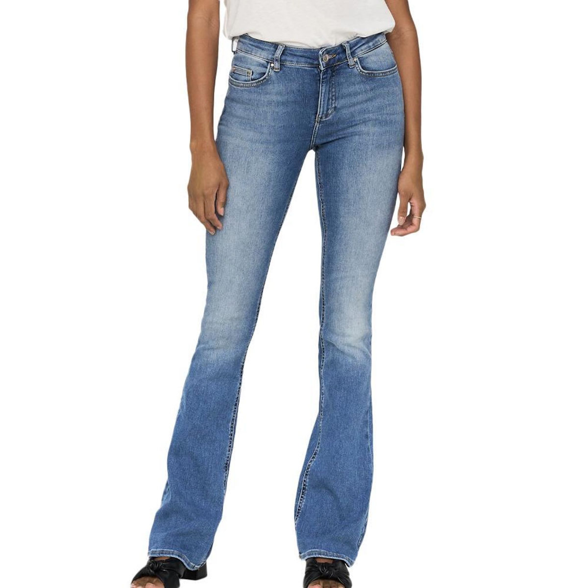 Only Jean Flared  Clair Femme Only Blush Mid Flared   S