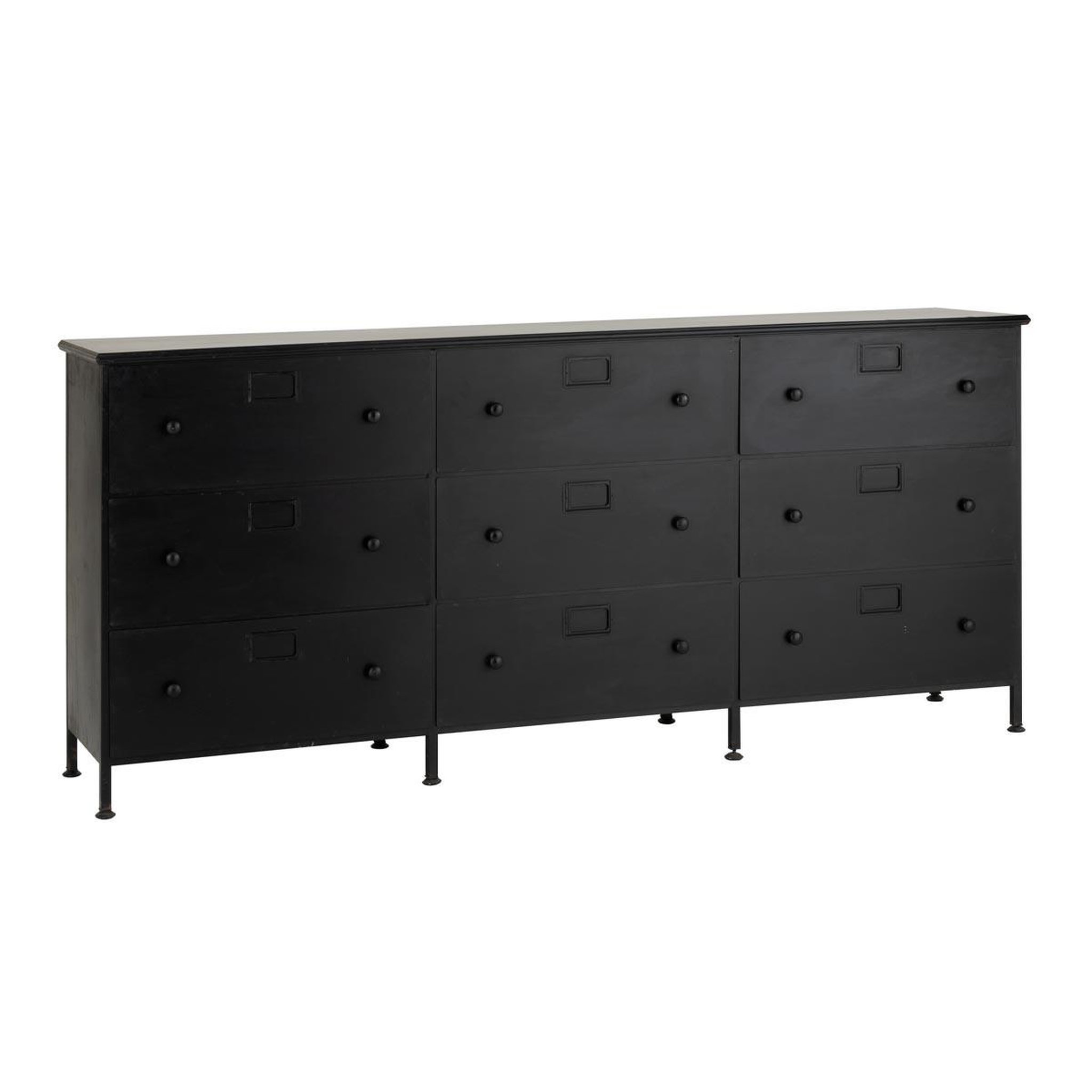 J-LINE Meuble de rangement 9 tiroirs  cade  175cm noir