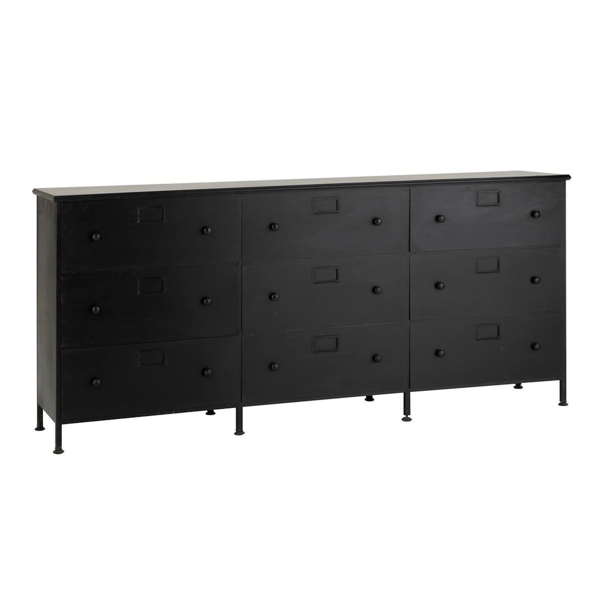 Paris Prix Meuble de Rangement 9 Tiroirs  Cade  175cm Noir