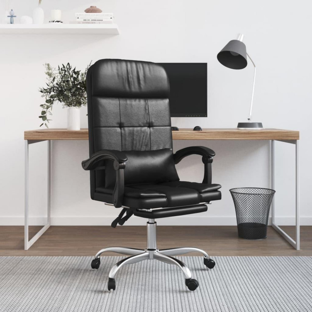 VIDAXL Fauteuil de massage inclinable de bureau Noir Similicuir