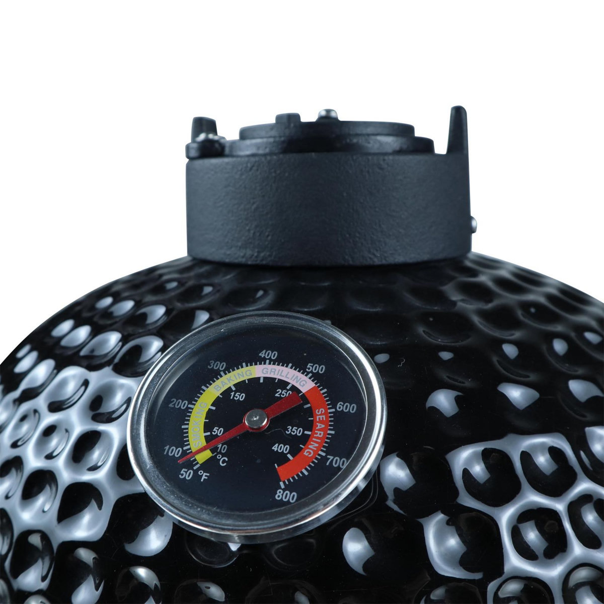 OUTSUNNY Barbecue à charbon BBQ grill fumoir sur pieds design contemporain olive acier céramique martelé noir