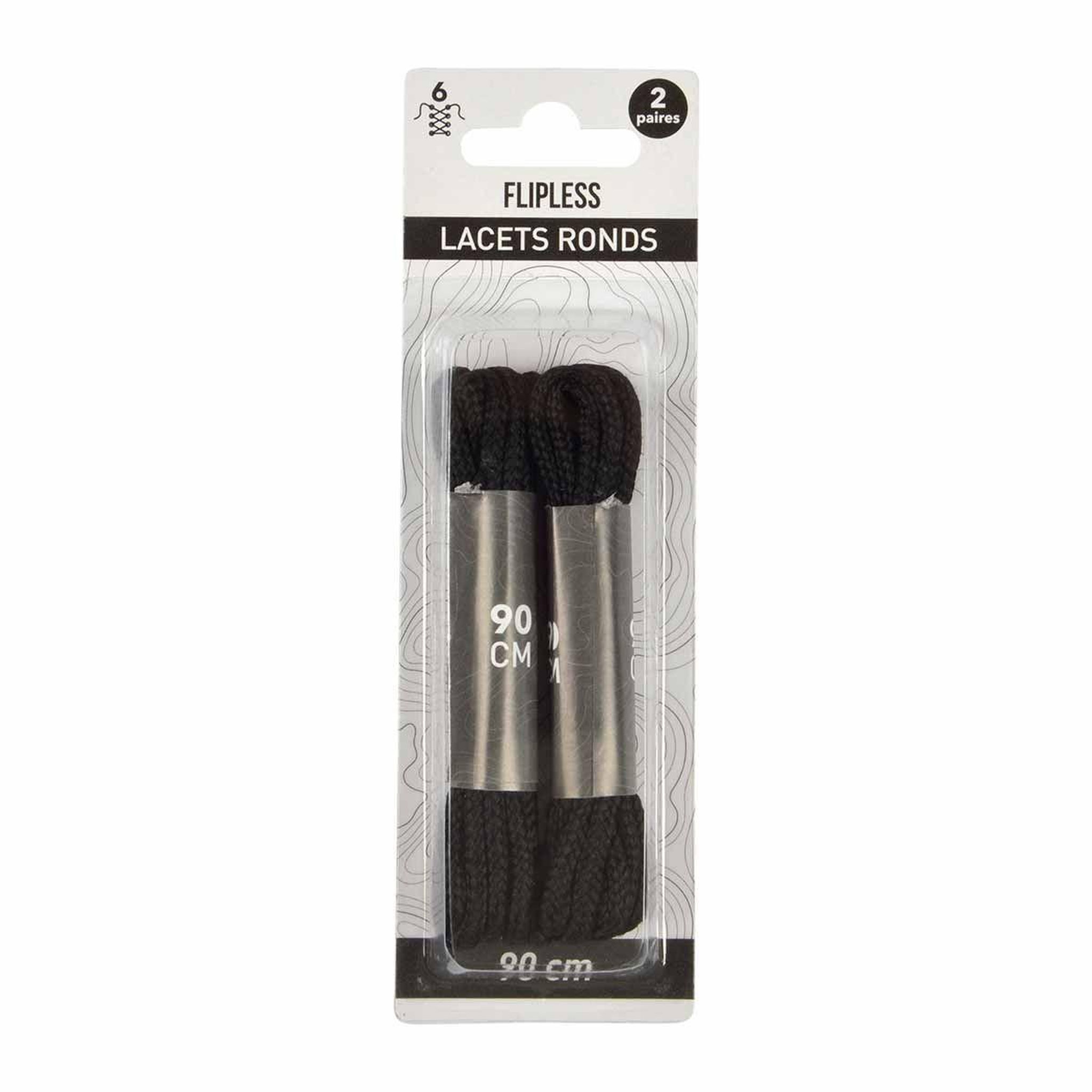 Voir la diapositive 2 : FLIPLESS Lot de 2 paires de lacets  ronds  90cm noir