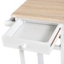 Voir la diapositive 6 : HOMCOM Ensemble table de bar pliable sur roulettes avec étagère et 2 tiroirs + 2 tabourets bois pin MDF blanc chêne clair