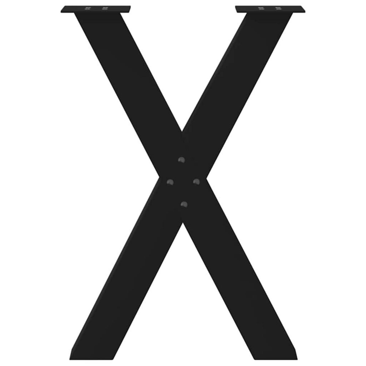 VIDAXL Pieds de table a manger forme de X 2 pcs noir 50x(72-73) cm