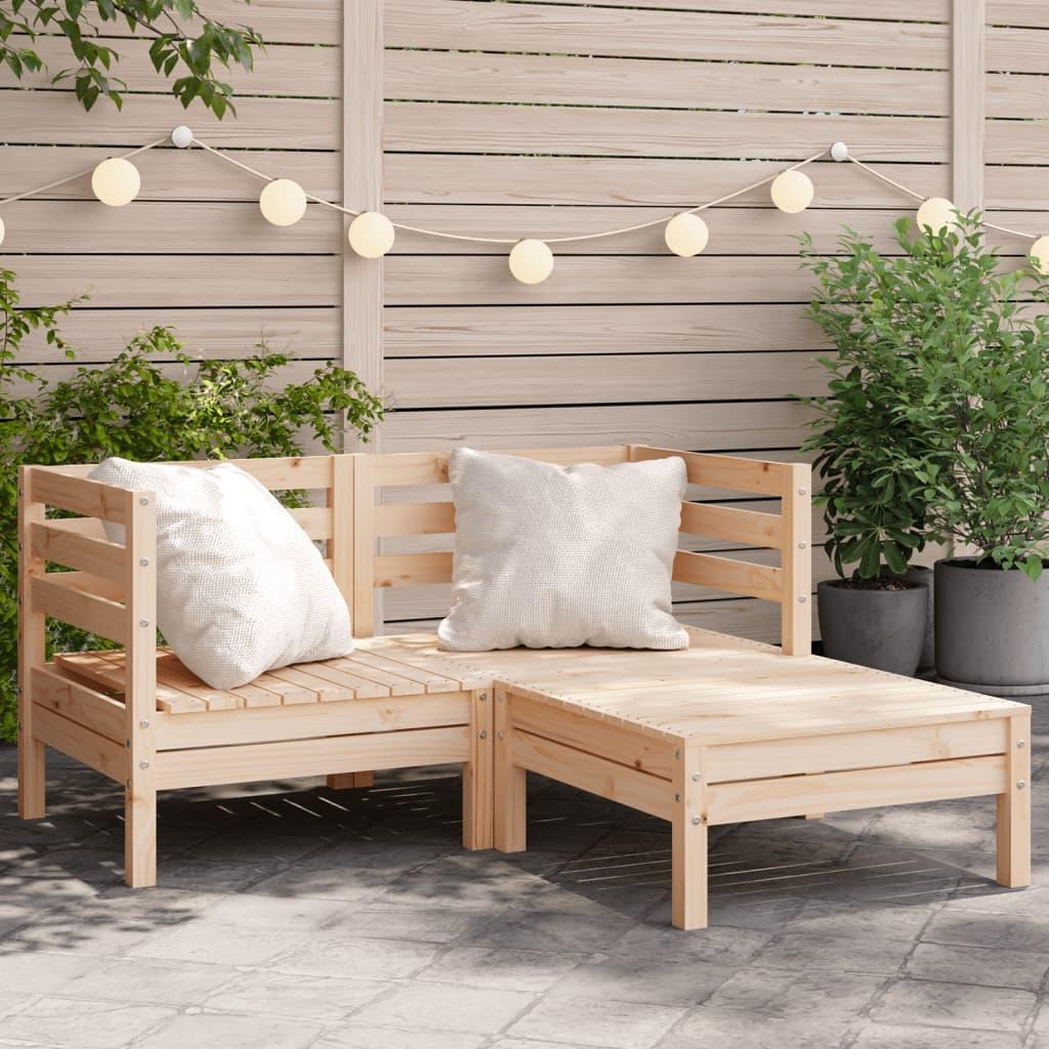 VIDAXL Canape de jardin 2 places et repose-pied bois pin massif