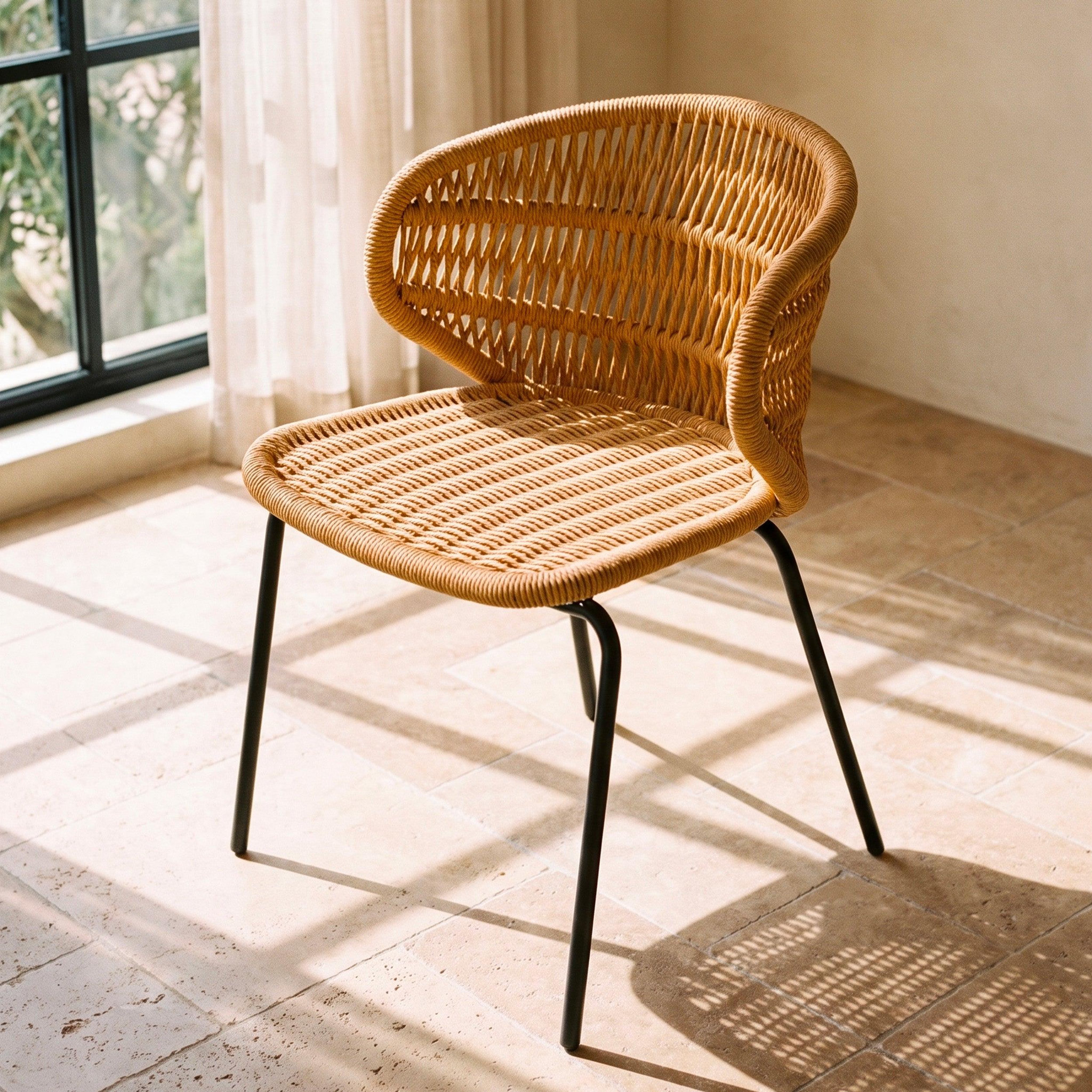 Voir la diapositive 6 : MAISON PAVANE Lot de 2 chaises de jardin en rotin synthétique-lara