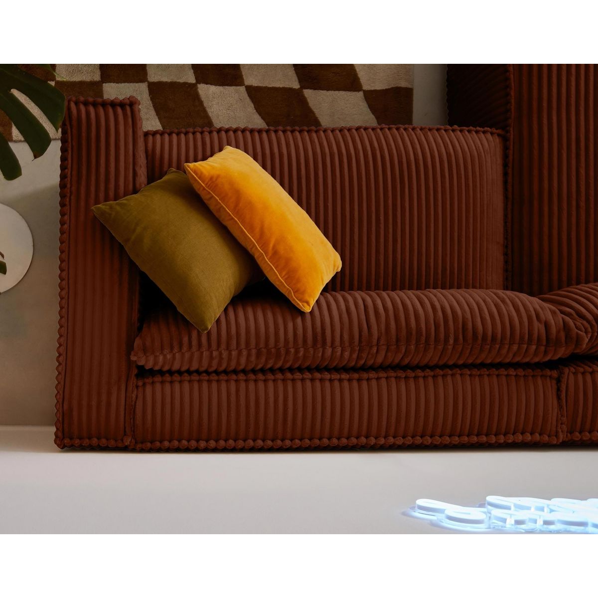 LISA DESIGN Ela - canapé d'angle gauche - 4 places - en velours côtelé grosses côtes